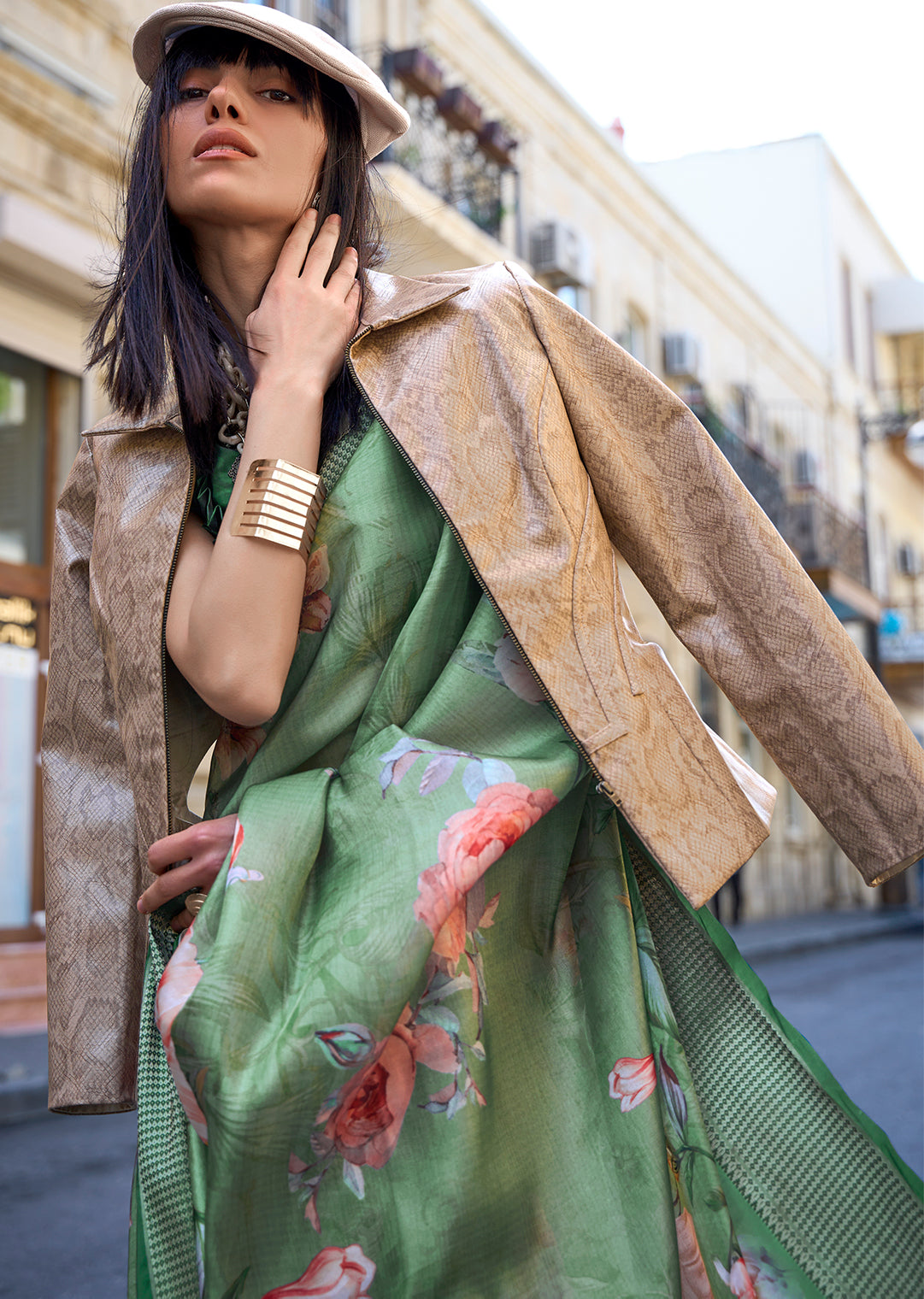 Jade Green Woven Pure Satin Organza Silk Saree