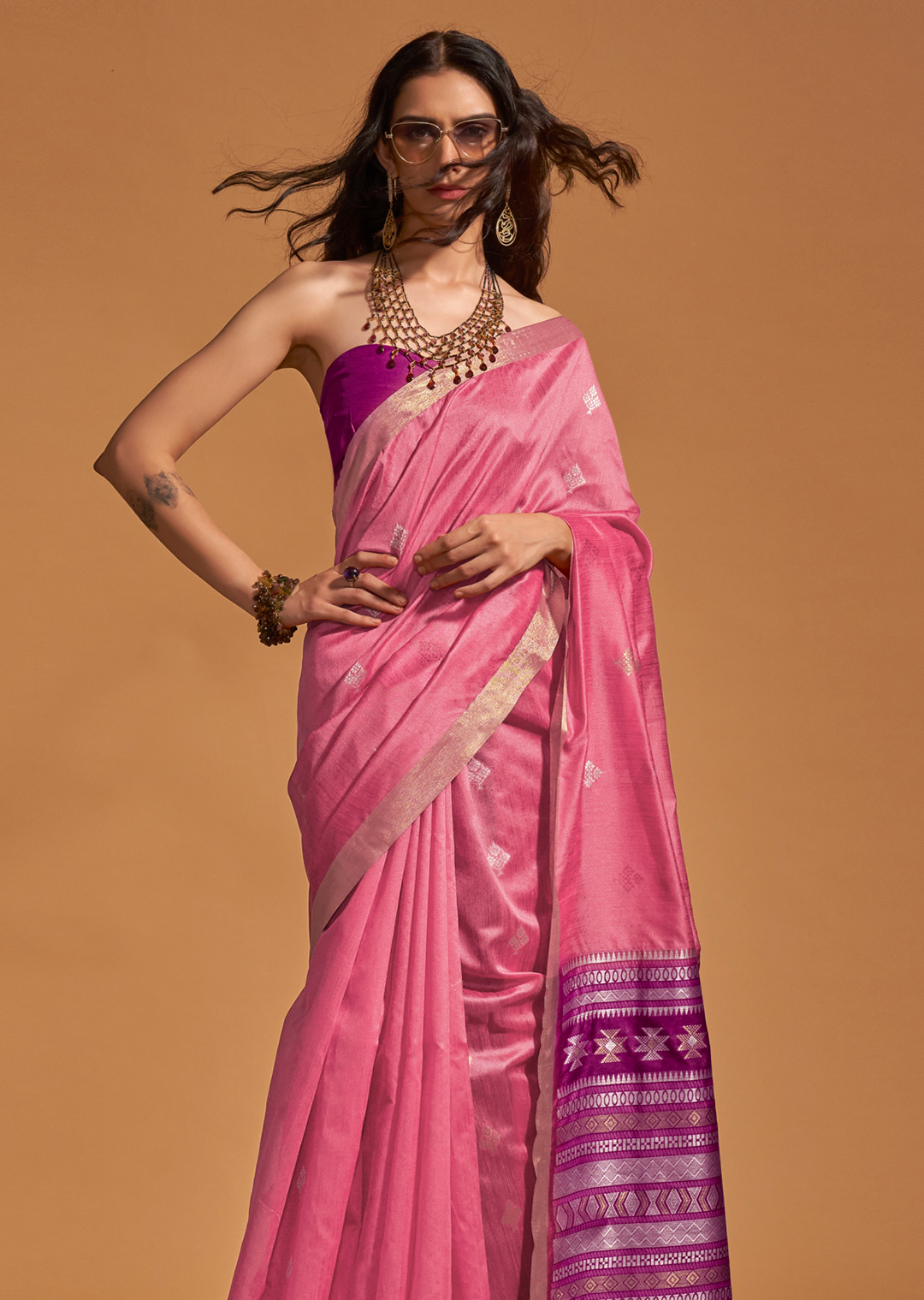 Pink Woven Pure Handloom Silk Saree