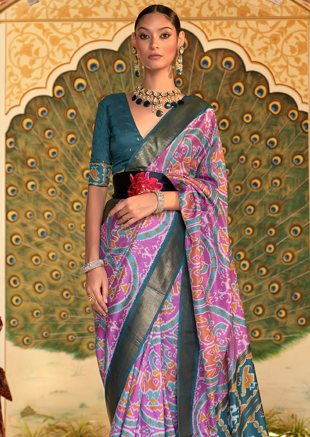 Lavender Woven Royal Traditional Patola Silk Saree