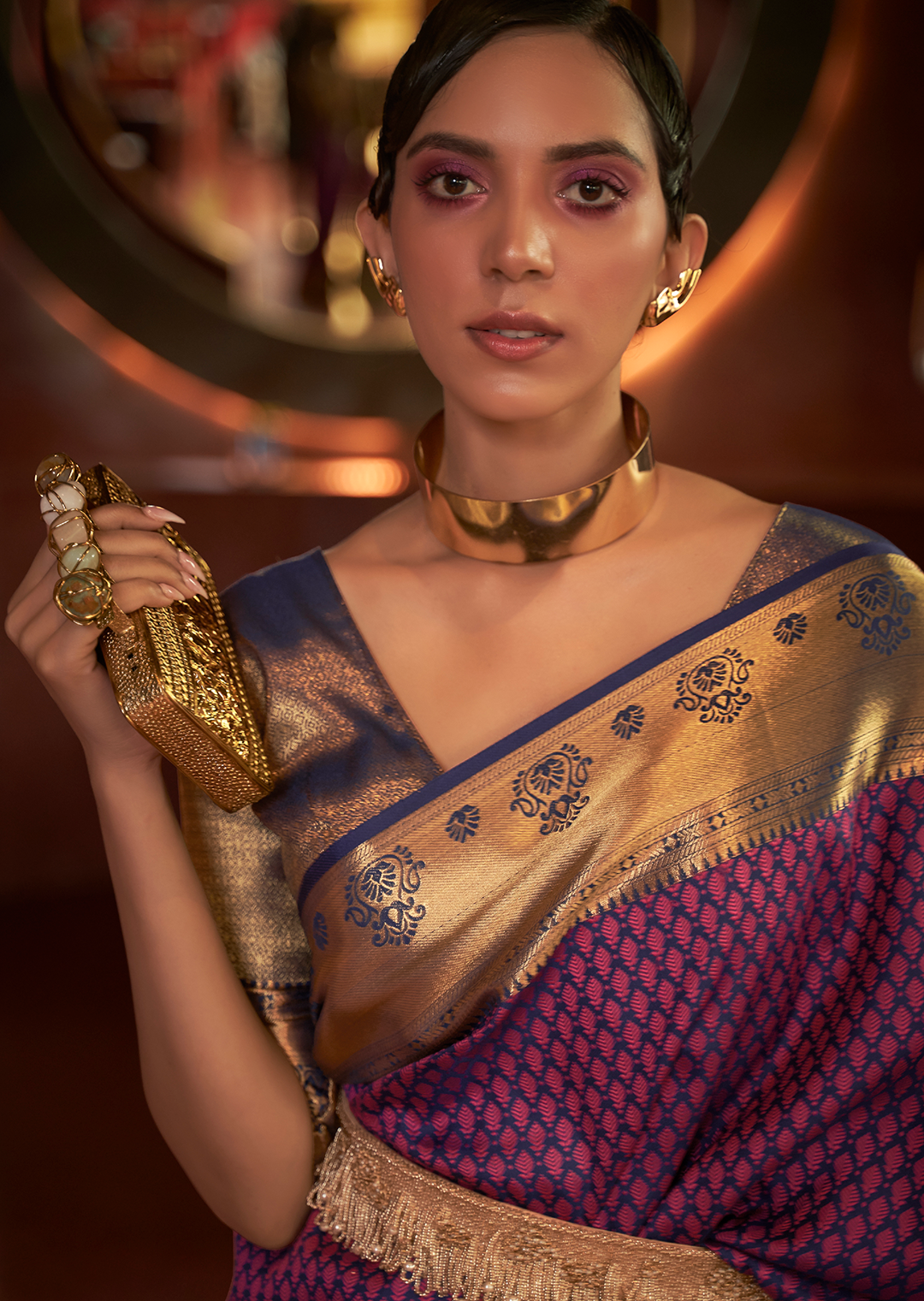 PLUM PURPLE WOVEN HANDLOOM KANJIVARAM SILK SAREE