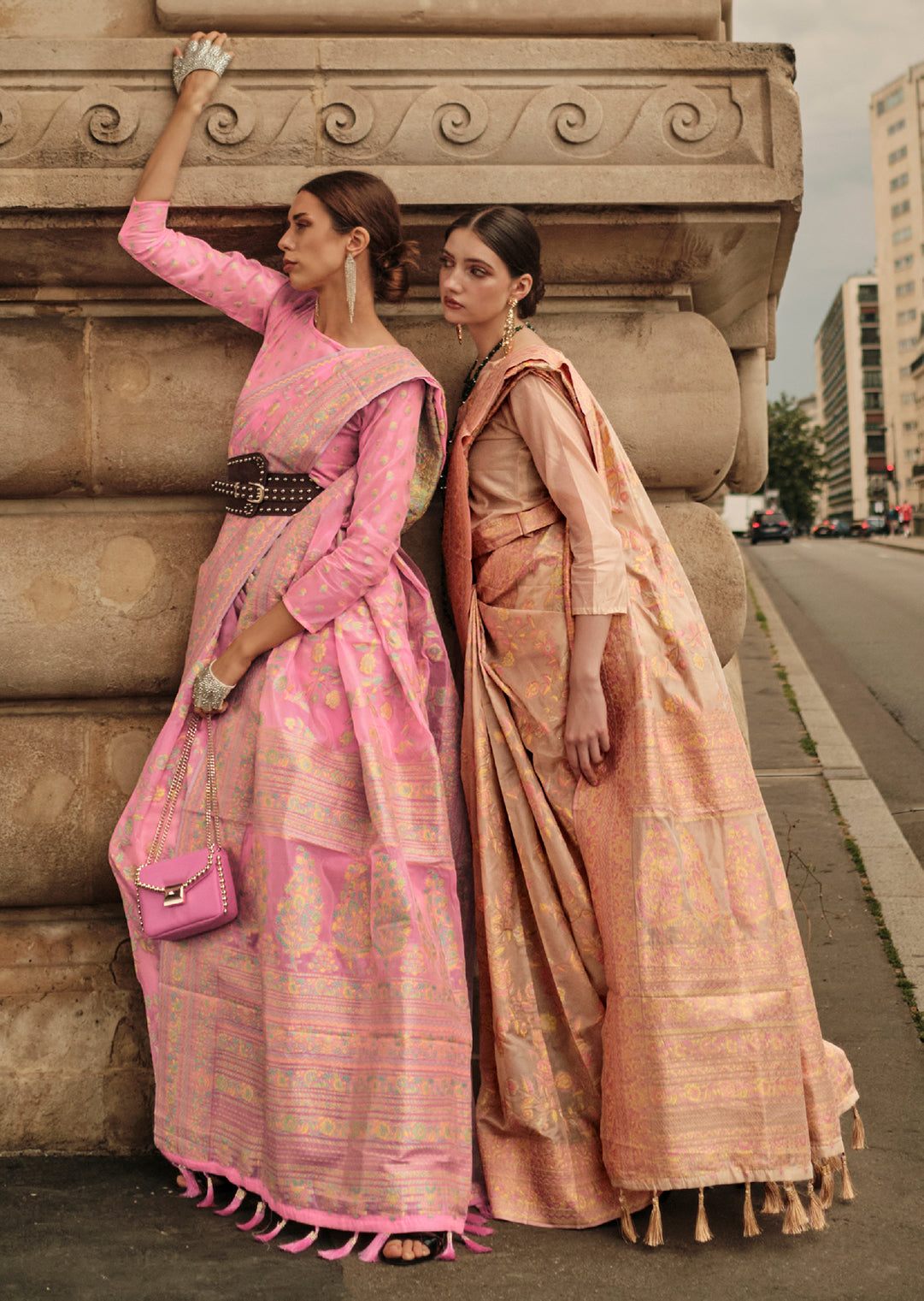 Beige Woven Pure Handloom Kashmiri Organza Silk Saree