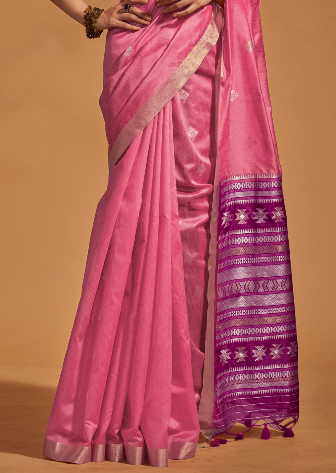 Pink Woven Pure Handloom Silk Saree