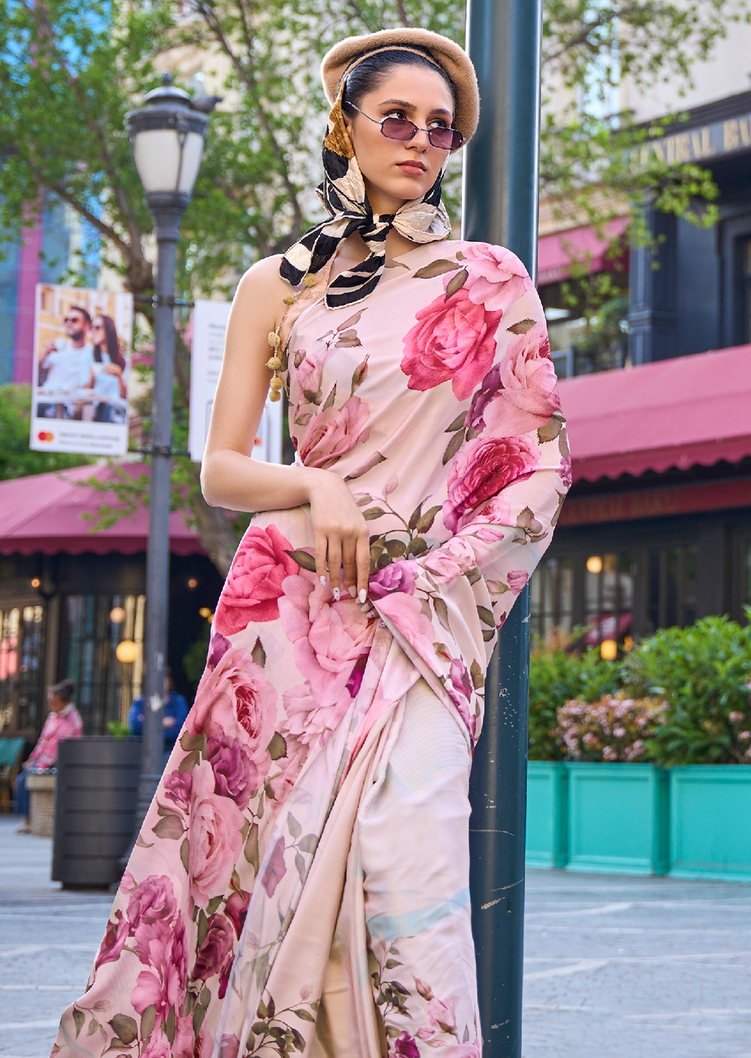 Soft Peach Woven Pure Satin Crepe Silk Saree