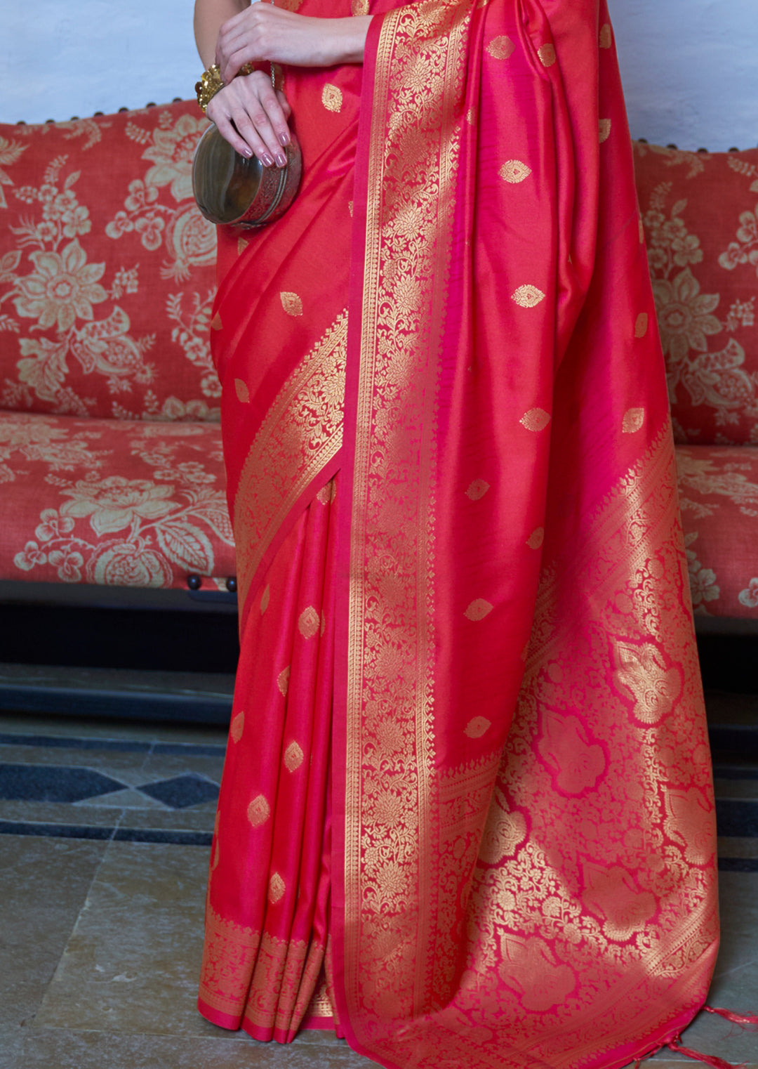 Red	Zari Woven Pure Handloom Silk Saree