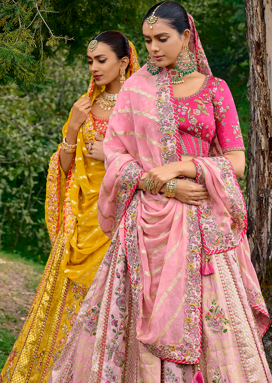 Golden Yellow Heavy Embroidered Premium Designer Silk Lehenga