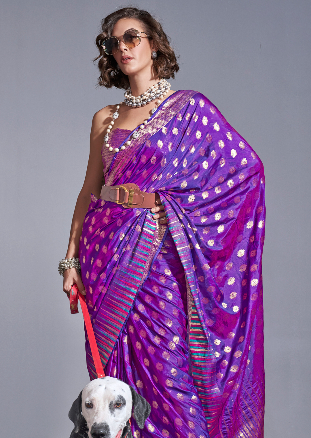 Purple Zari Woven Pure Handloom Gadwal Banarasi Silk Saree