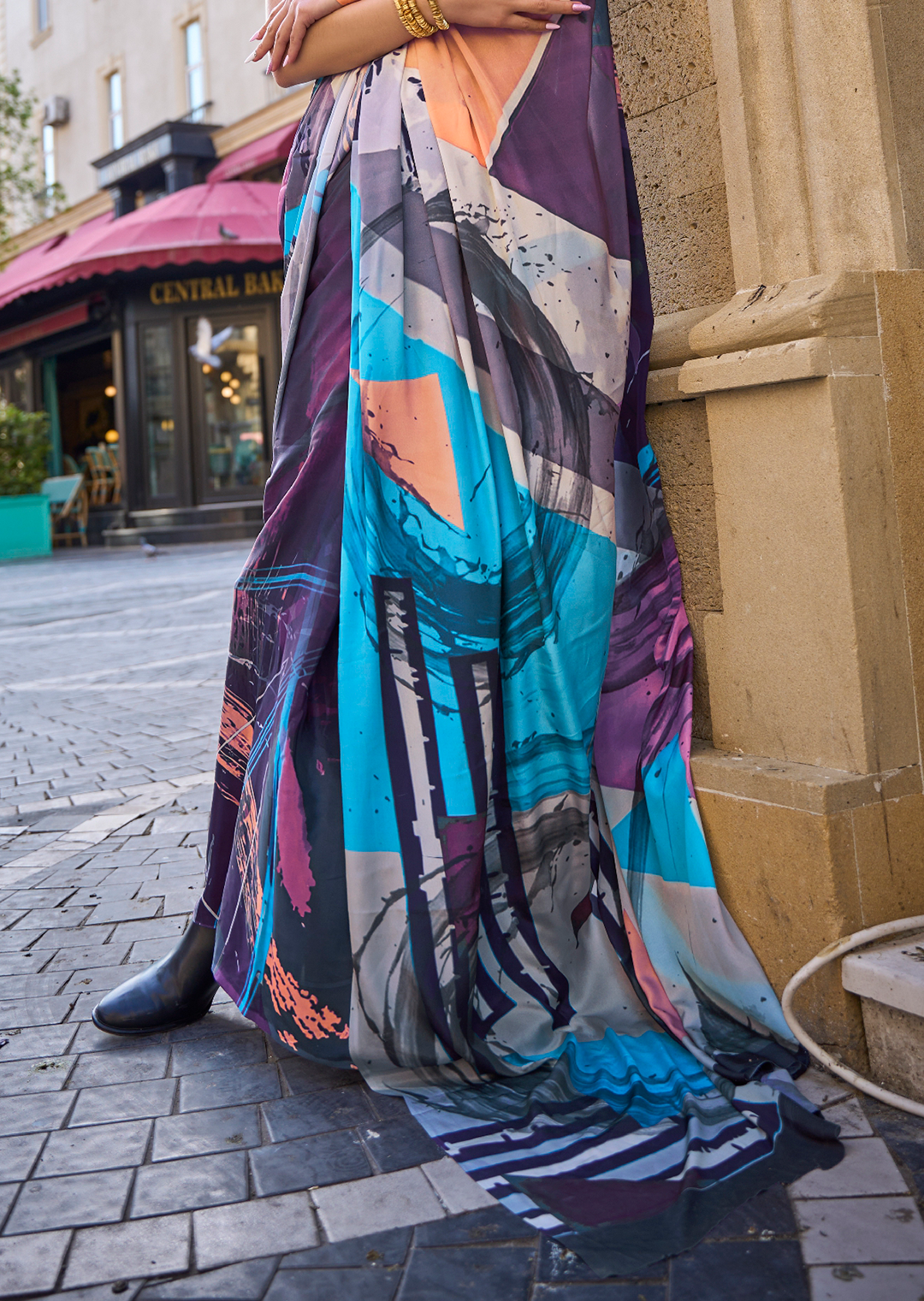 Grape Purple Woven Pure Satin Crepe Silk Saree