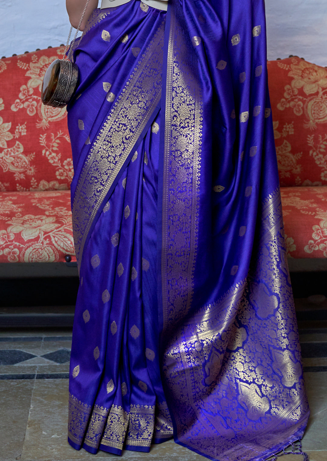 Royal Blue Zari Woven Pure Handloom Silk Saree