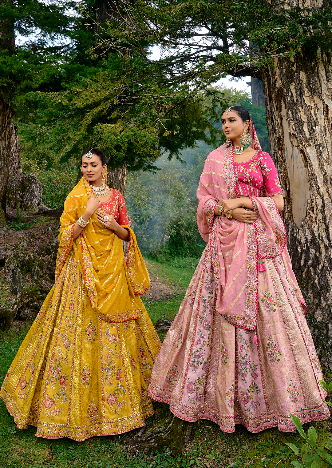 Golden Yellow Heavy Embroidered Premium Designer Silk Lehenga