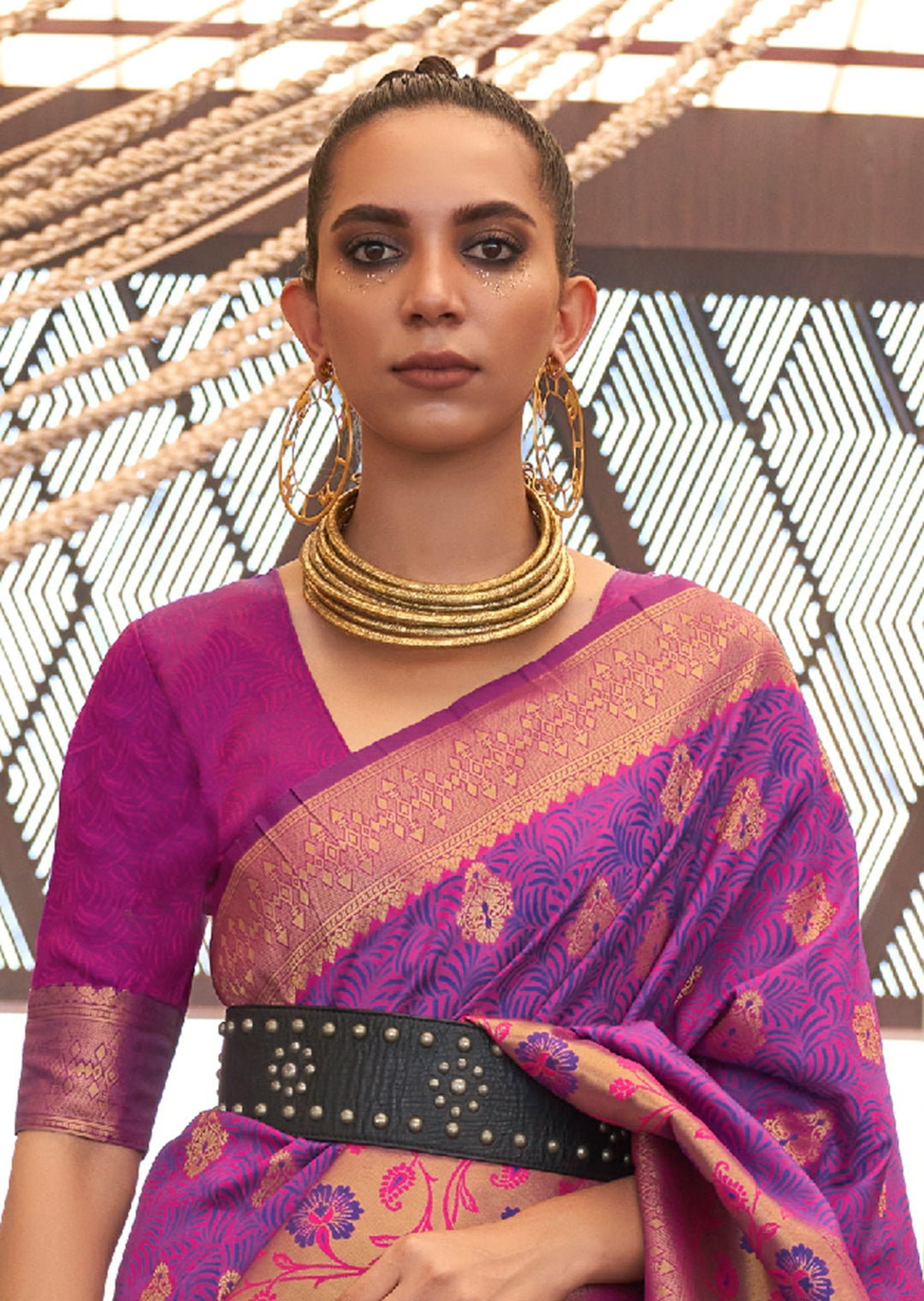 Purple Woven Handloom Banarasi Silk Saree