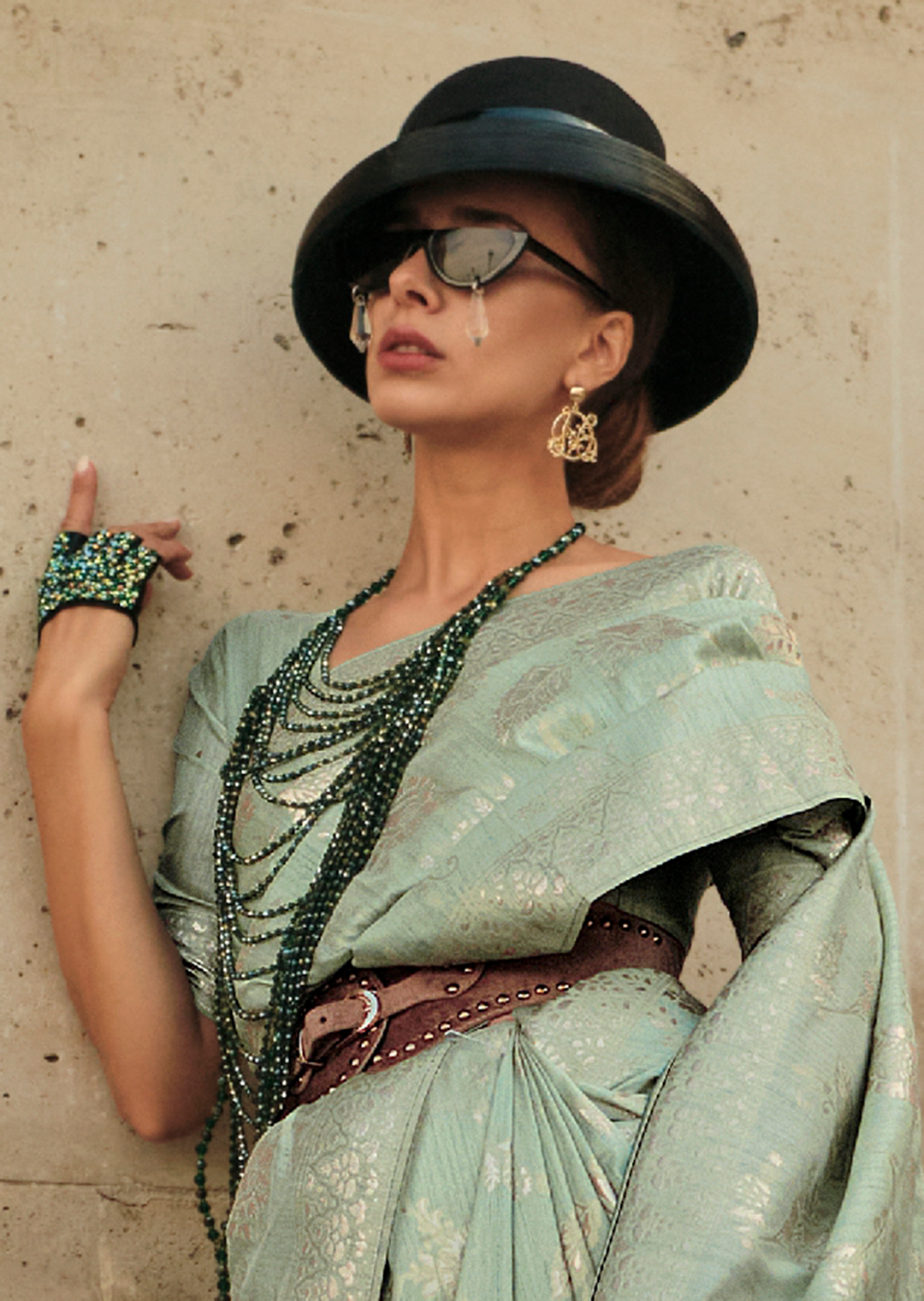 Mint Green Gota Woven Pure Handloom Silk Saree