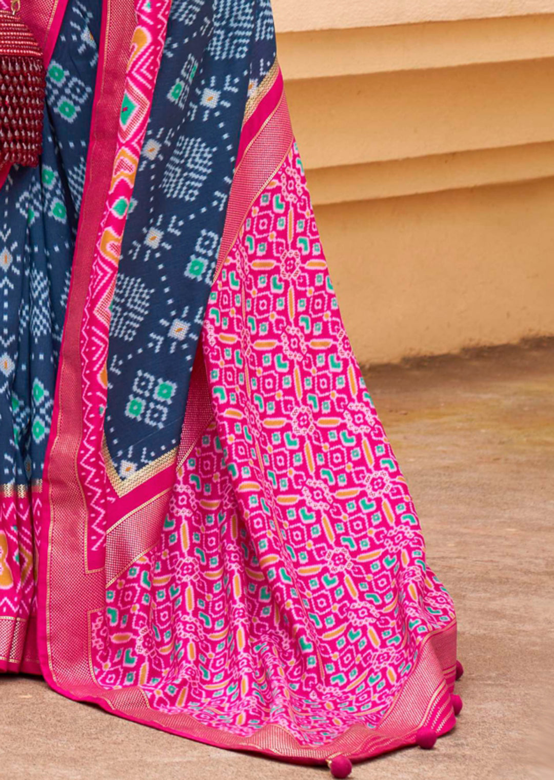 Teal Blue Woven Traditional Patola Silk Saree