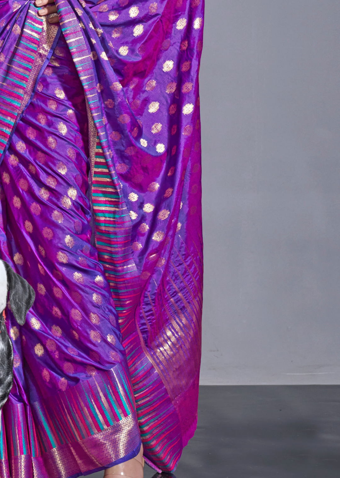 Purple Zari Woven Pure Handloom Gadwal Banarasi Silk Saree