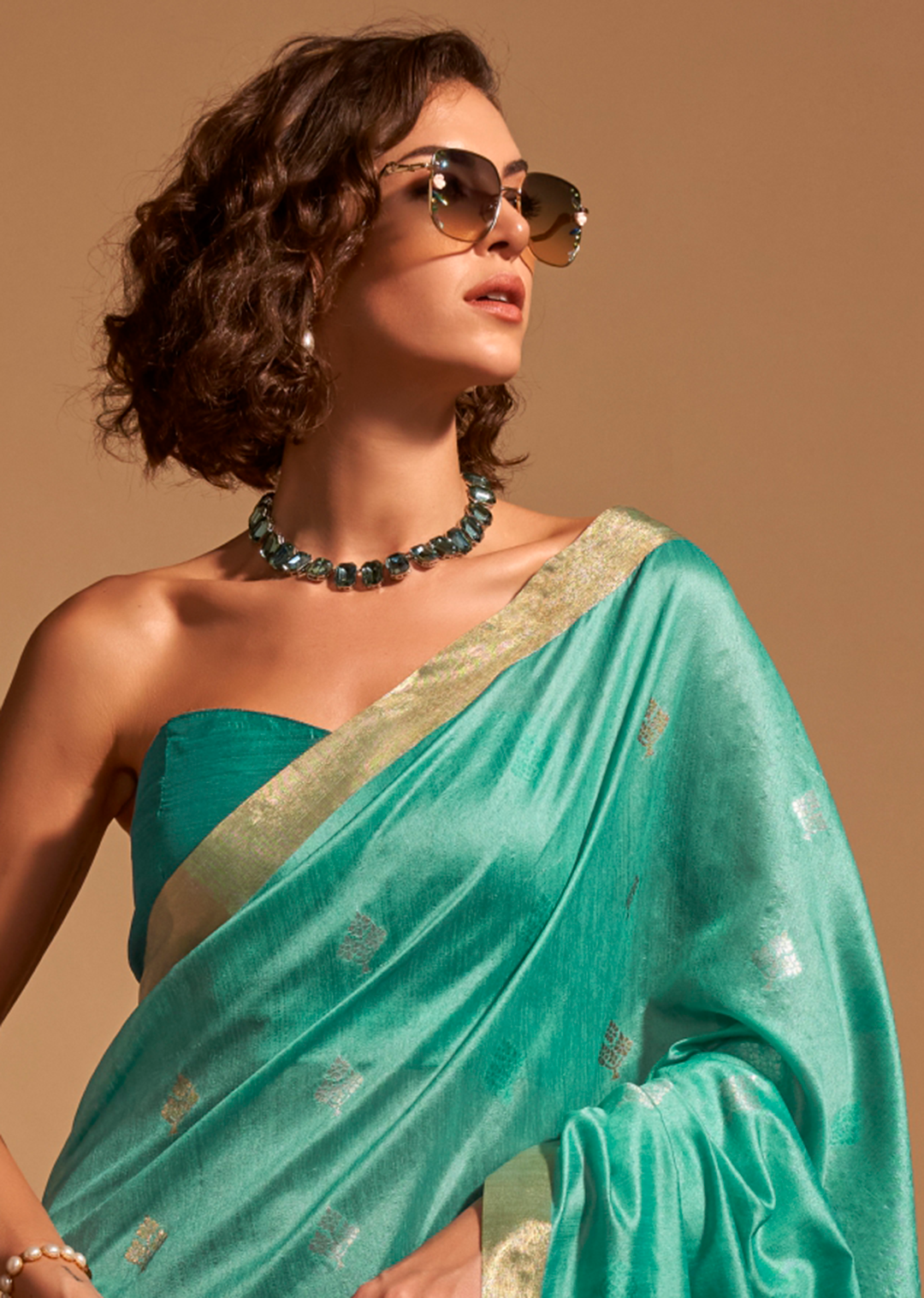 Turquoise Blue Woven Pure Handloom Silk Saree