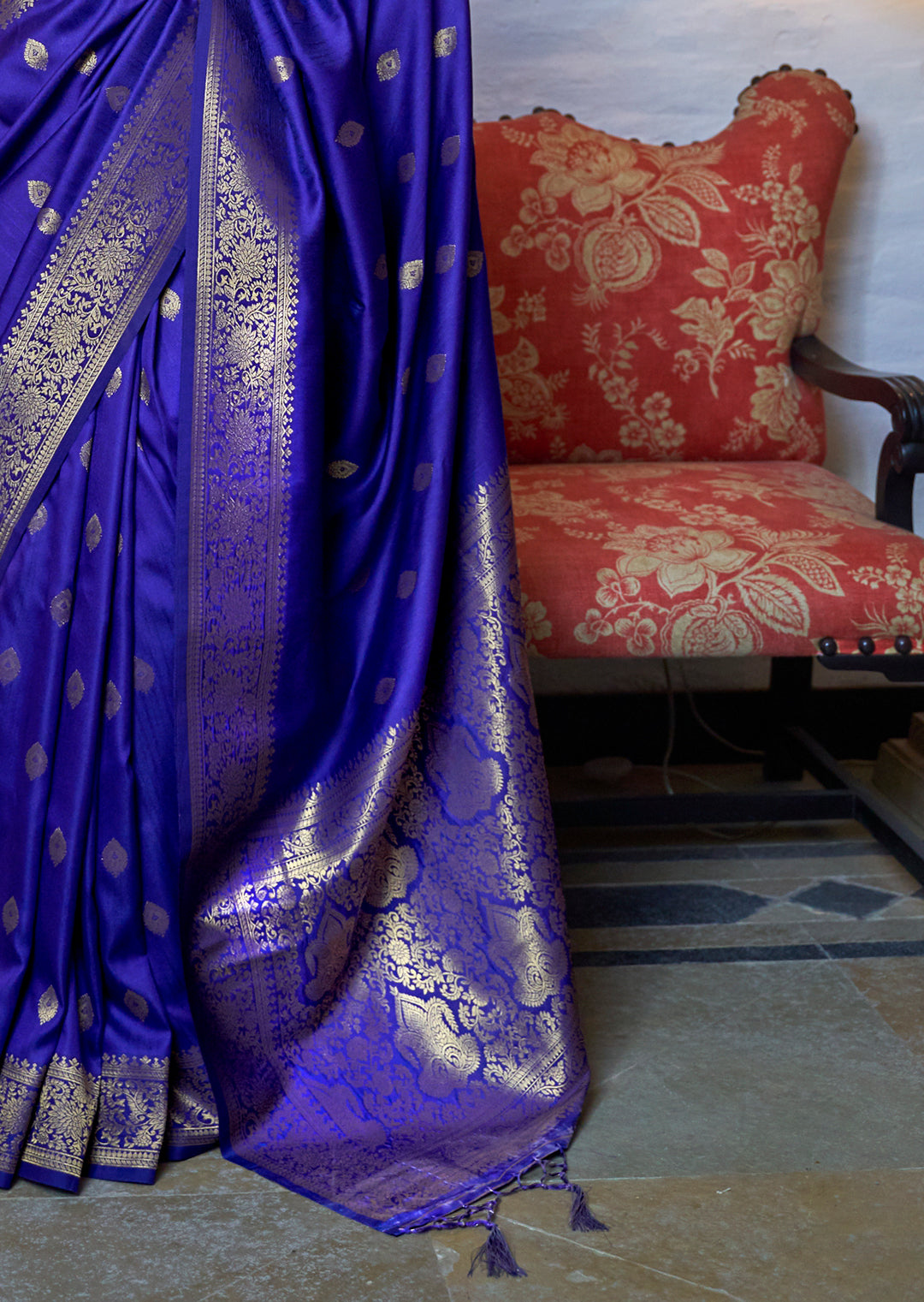 Royal Blue Zari Woven Pure Handloom Silk Saree