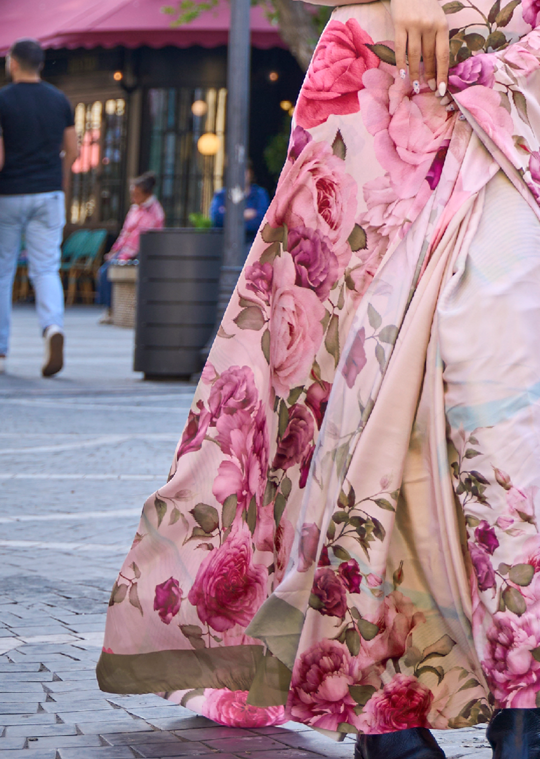 Soft Peach Woven Pure Satin Crepe Silk Saree