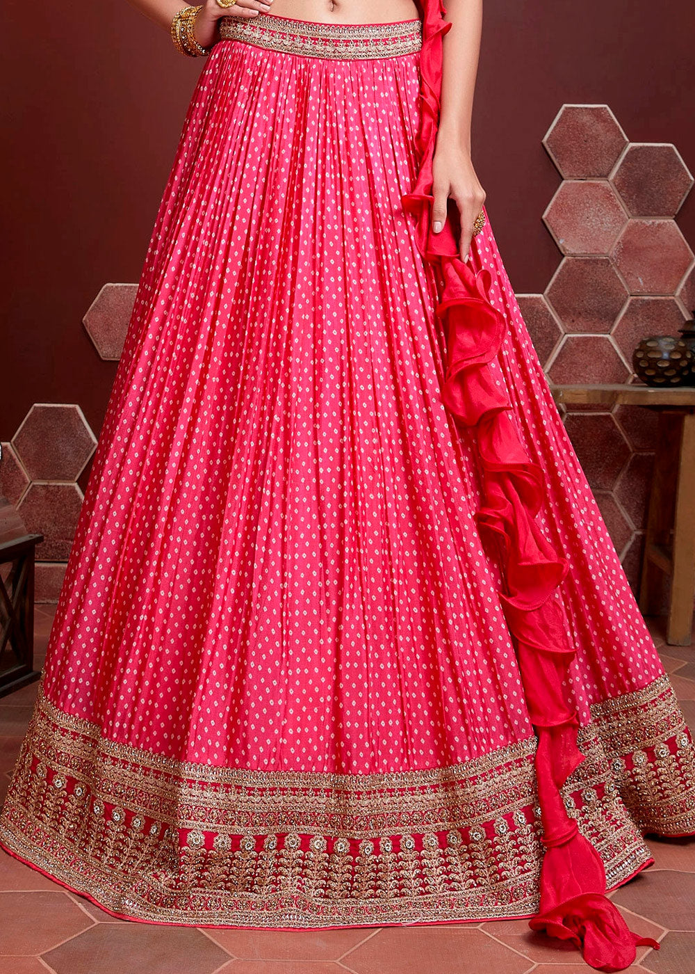 Pink Embroidered Silk Lehenga Choli With Heavy Blouse Latest 2291LG01