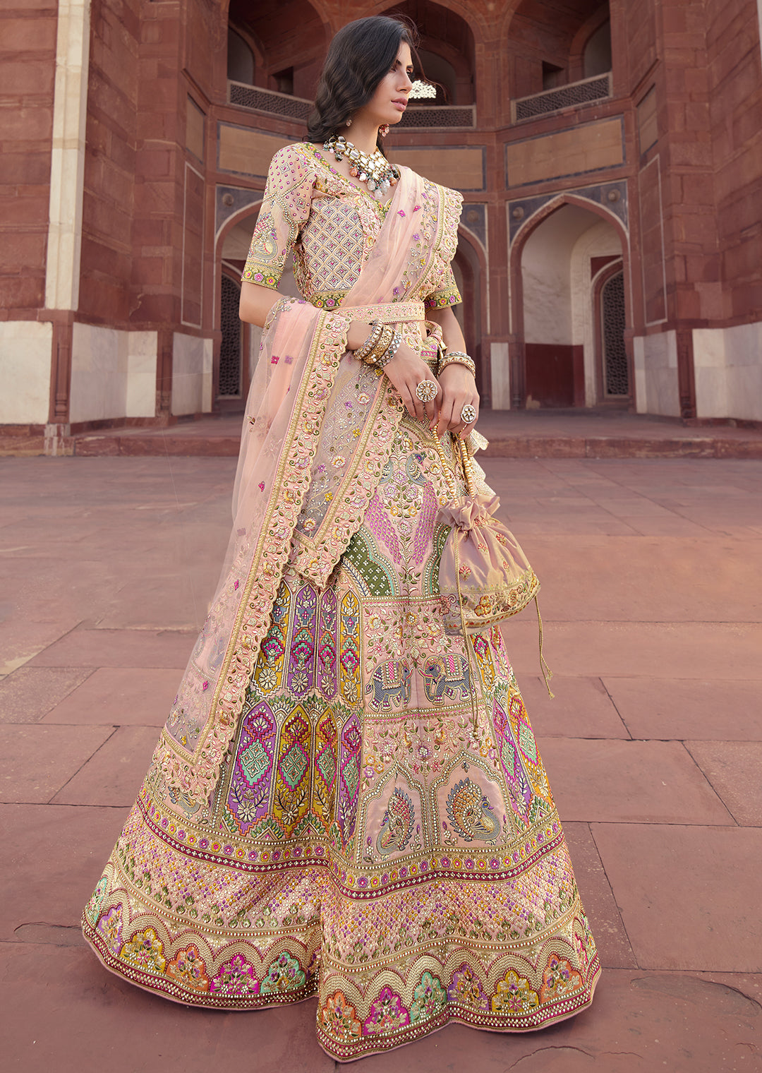 Velvet Fabric Heavy Embroidered Designer Bridal Lehenga Choli