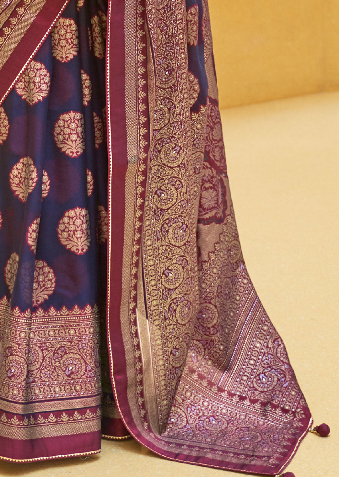 DEEP TRUE PURPLE	WOVEN PURE BRASSO ORGANZA SAREE