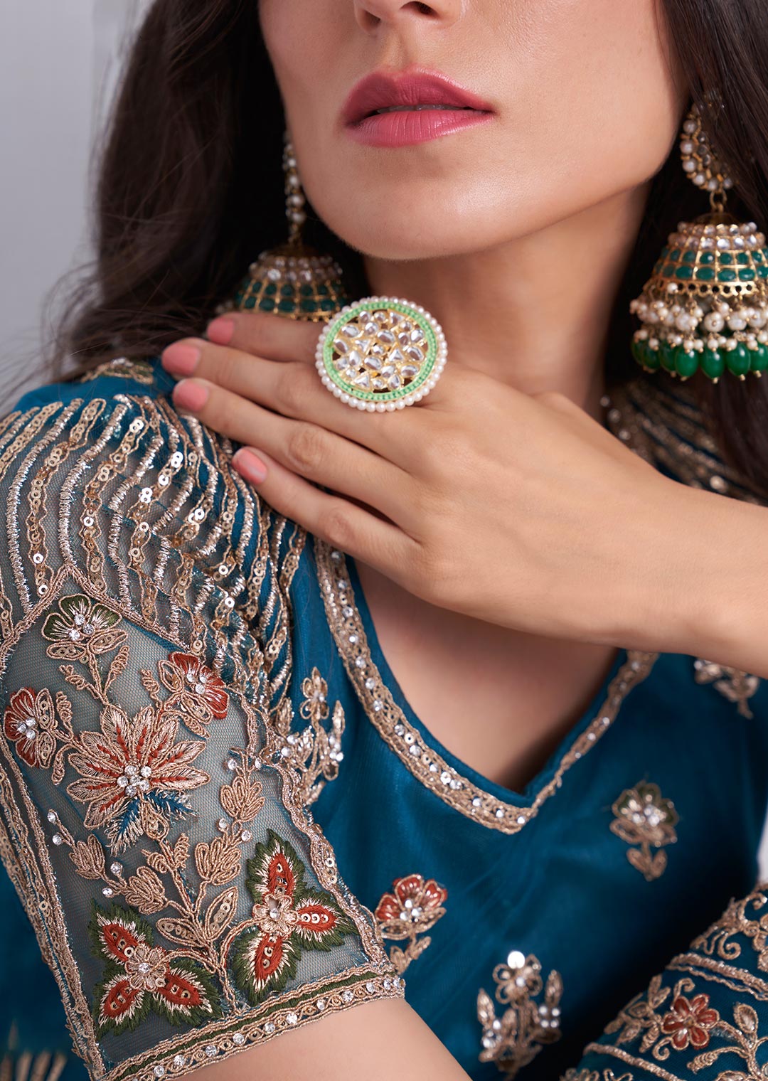 Buy online Sky Blue Gold Enameling Kundan Jhumki Earrings from fashion  jewellery for Women by Silvermerc Designs for ₹3009 at 35% off | 2024  Limeroad.com