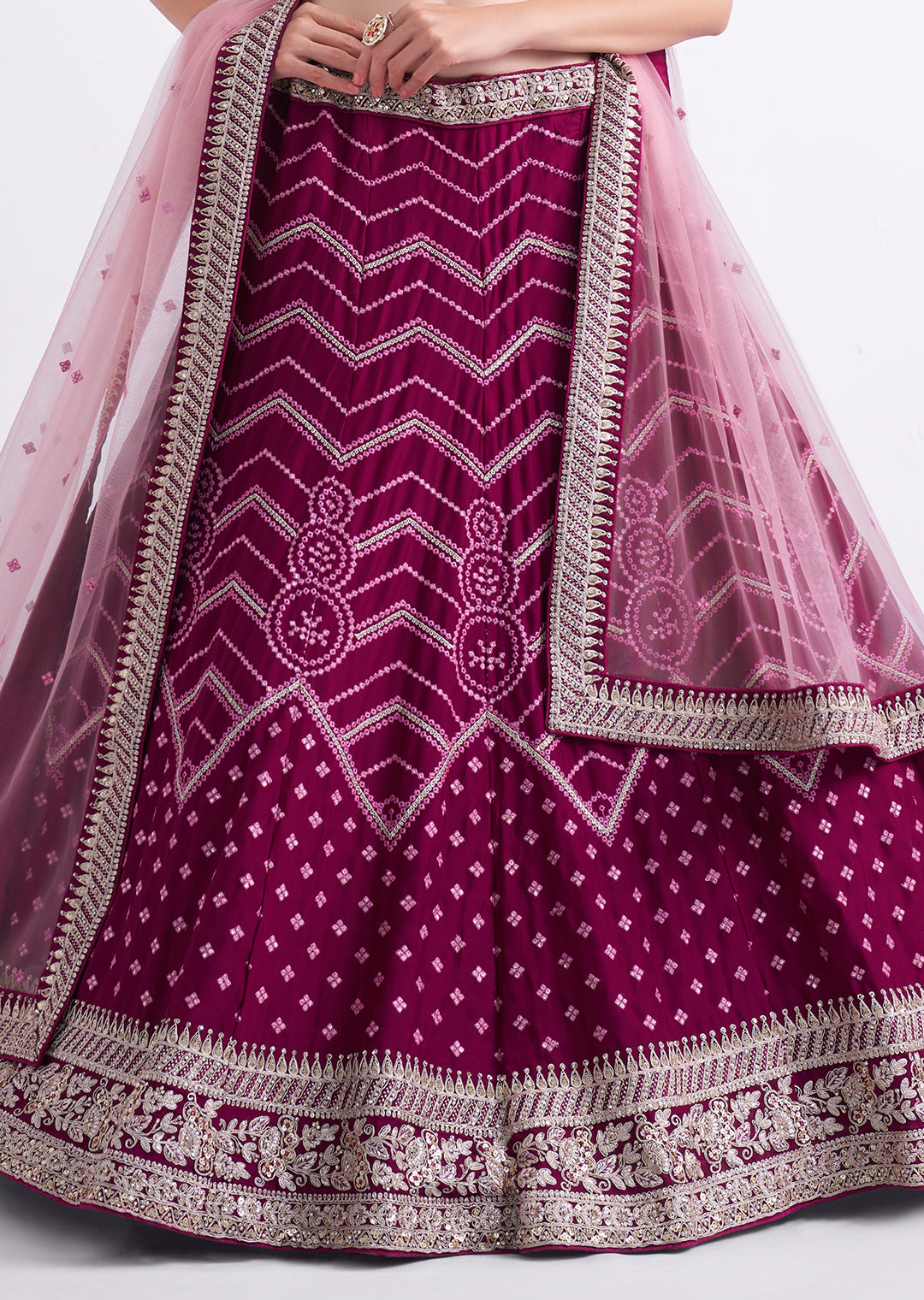 DEEP PURPLE HEAVY EMBROIDERED DESIGNER BRIDAL LEHENGA