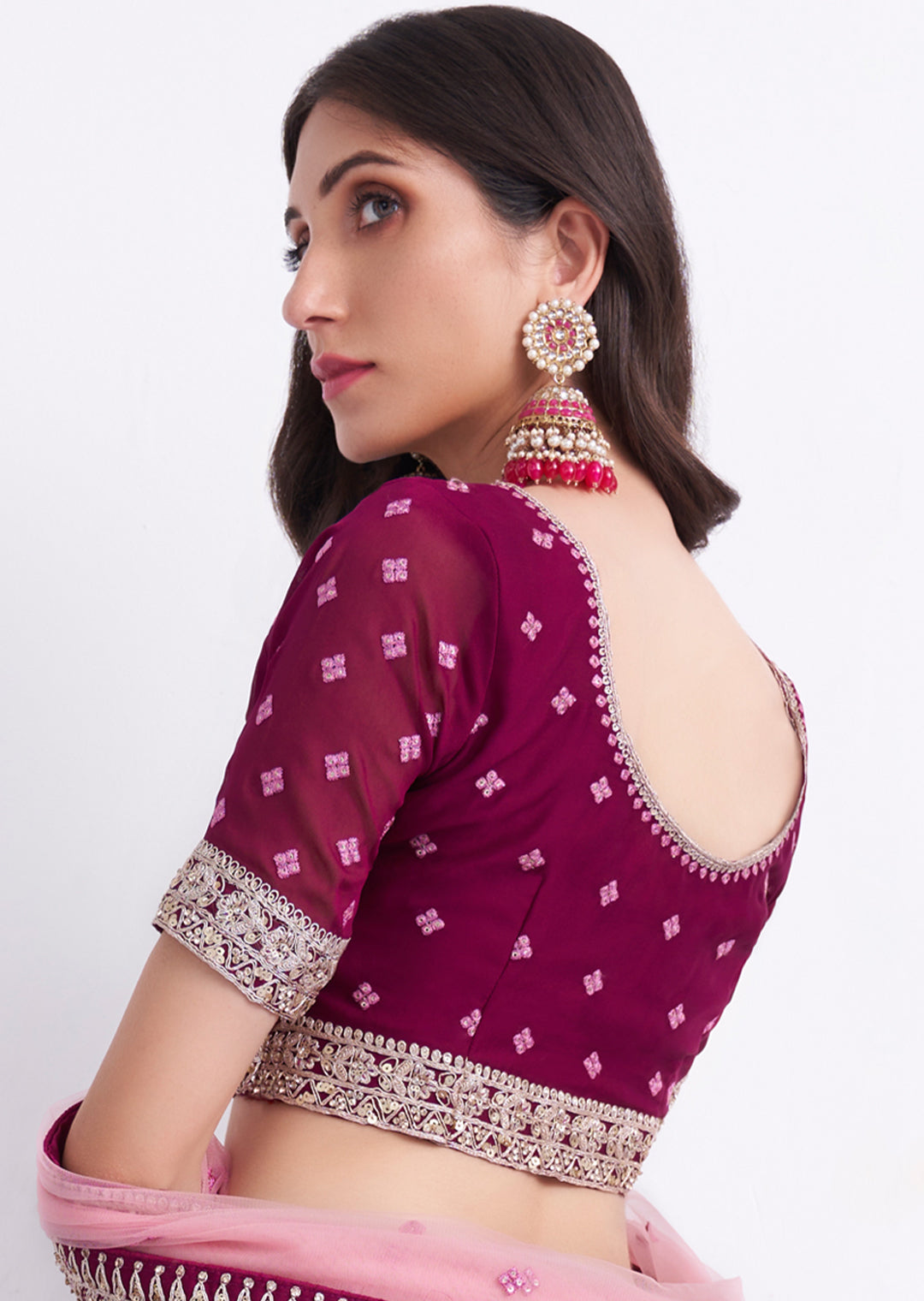 DEEP PURPLE HEAVY EMBROIDERED DESIGNER BRIDAL LEHENGA