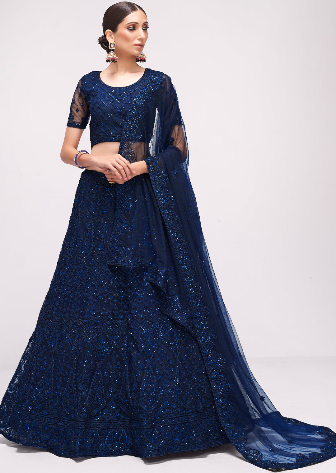 Navy Blue Girl Designer Lehenga Choli With Appealing Work – Palkhi Fashion