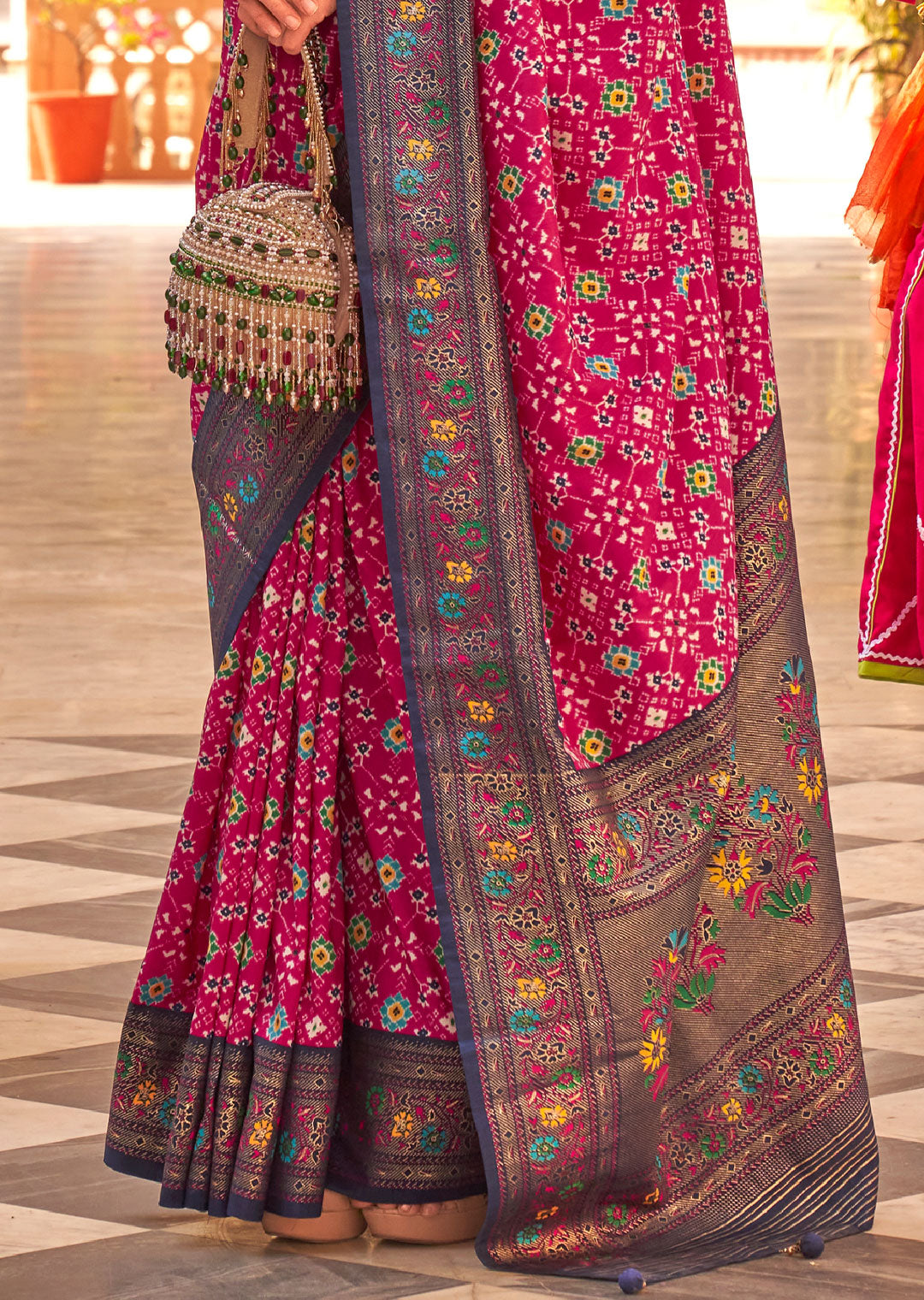 RUBY PINK WOVEN PATOLA PAITHANI SILK SAREE