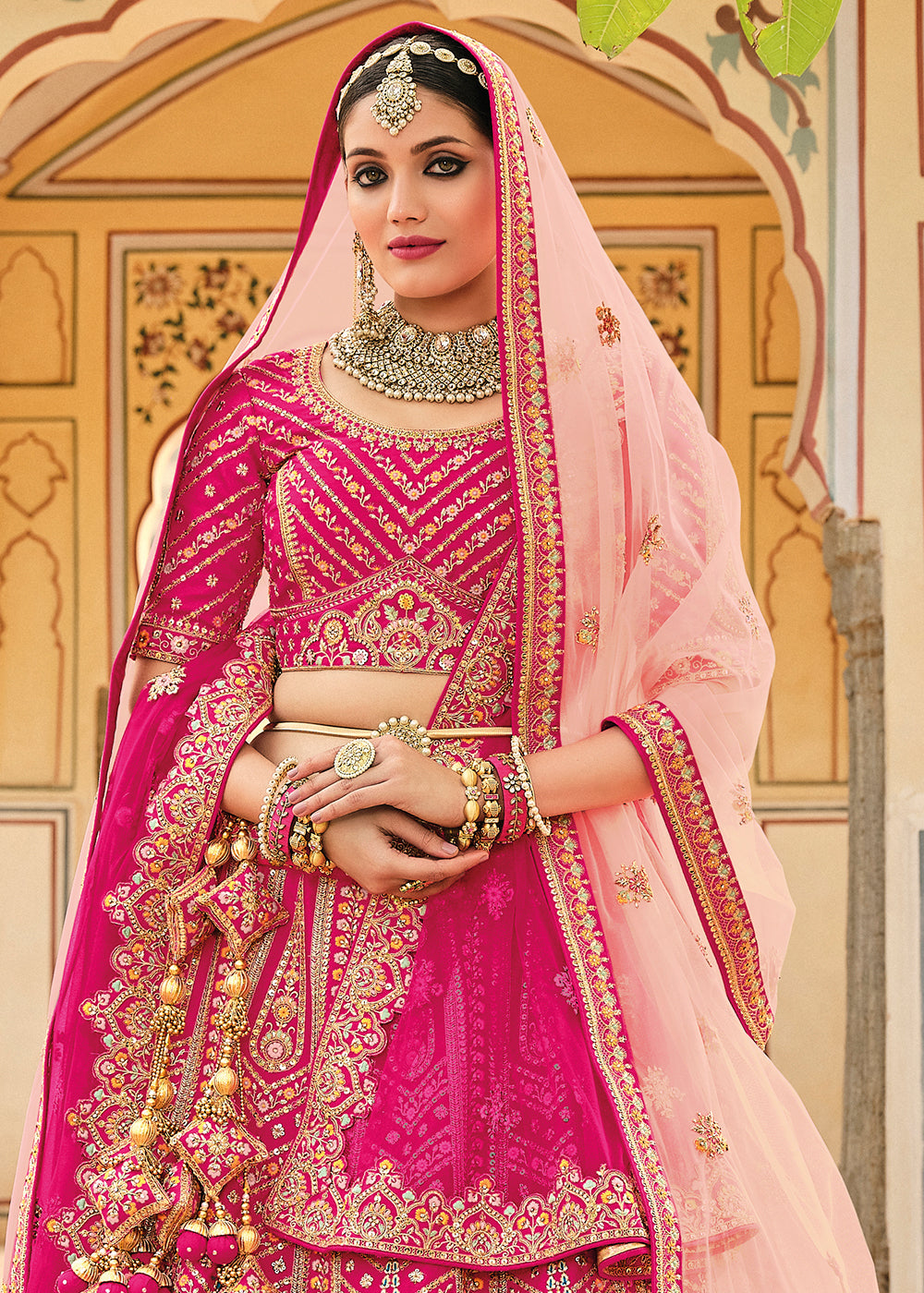 40&42 Designer Rose Pink Bridal Lehenga, Bridal Net at Rs 11500 in Jaipur