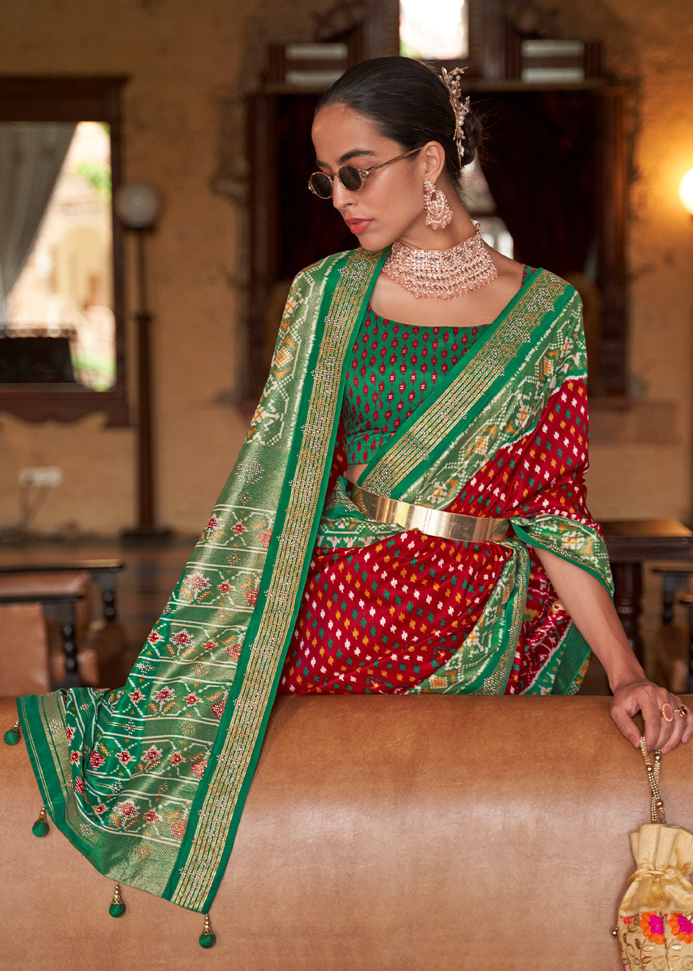 RED WOVEN PATOLA SILK SAREE