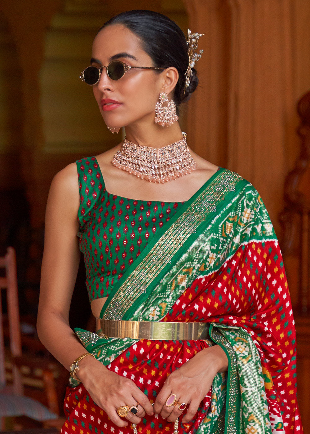 RED WOVEN PATOLA SILK SAREE