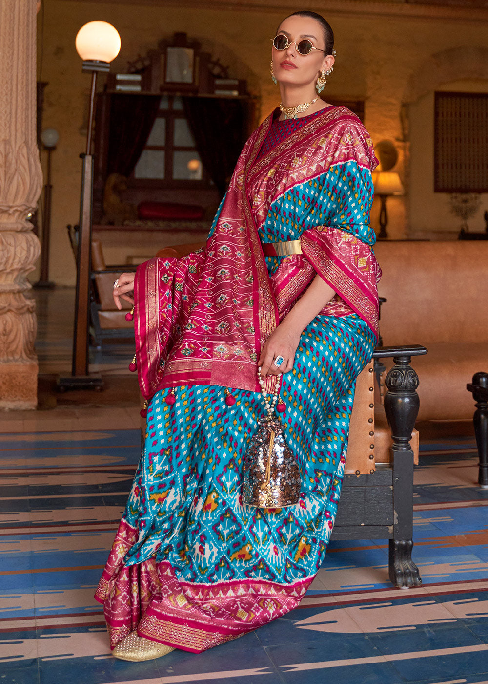 BLUE WOVEN PATOLA SILK SAREE