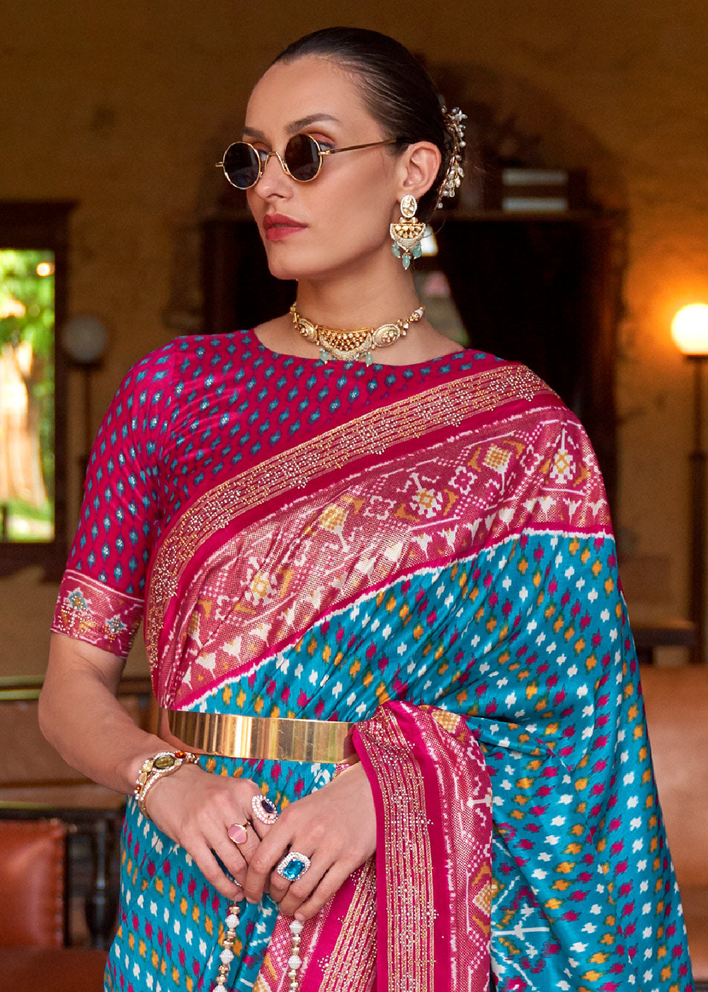 BLUE WOVEN PATOLA SILK SAREE