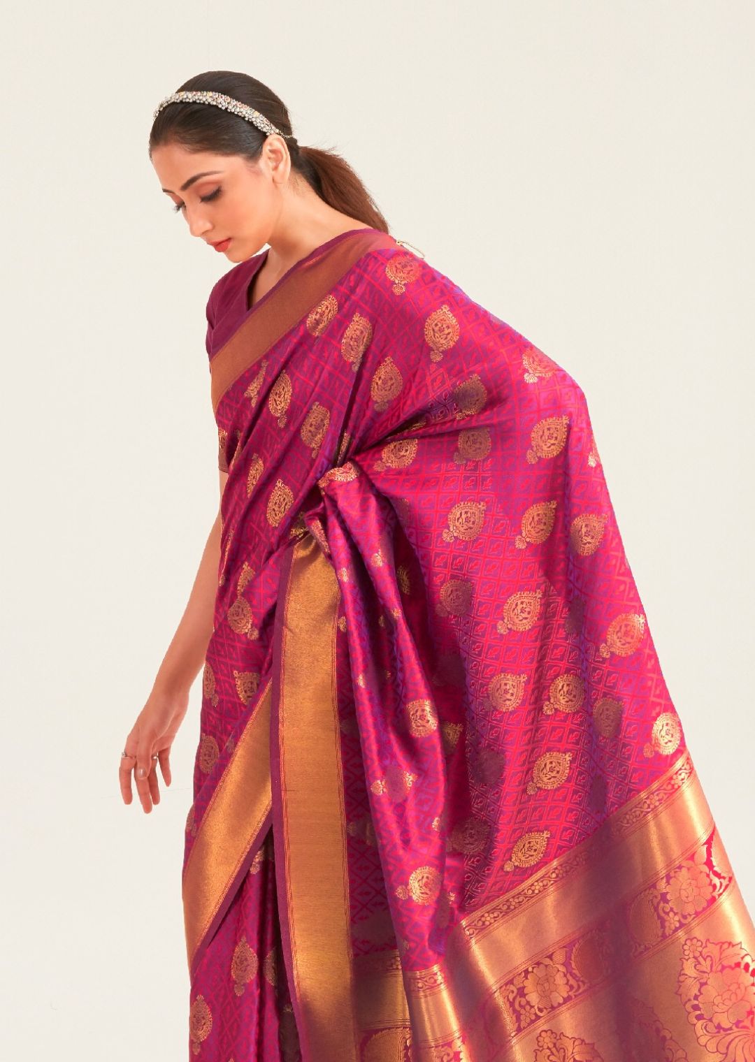 Burgundy  Zari Woven Banarasi Silk Saree