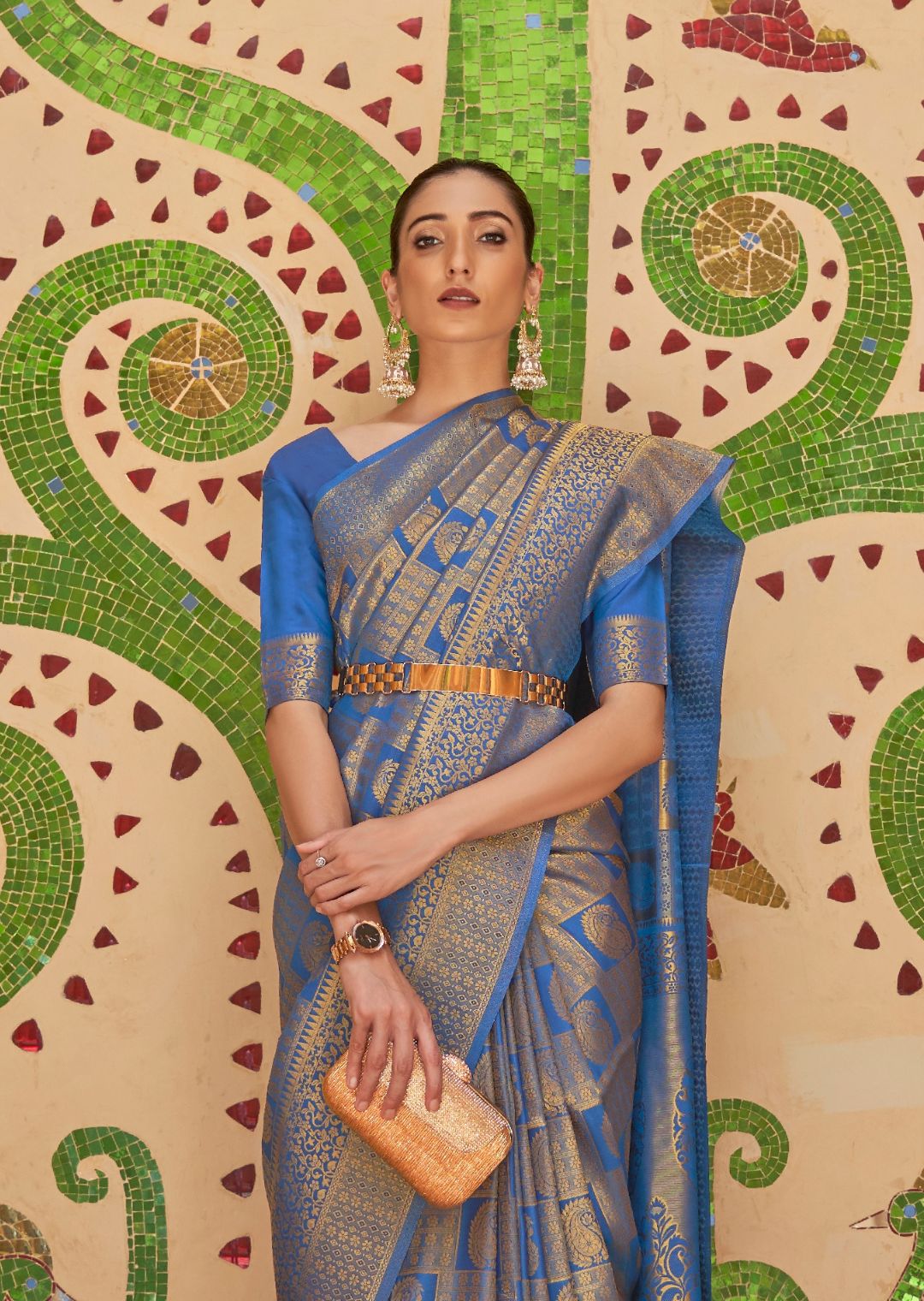 Festive Blue Hand Woven Kanjivaram Silk Saree