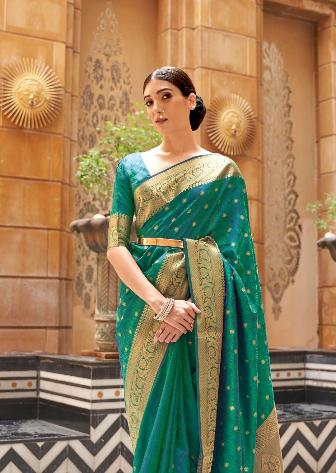 Green Woven Handloom Zari Silk Saree