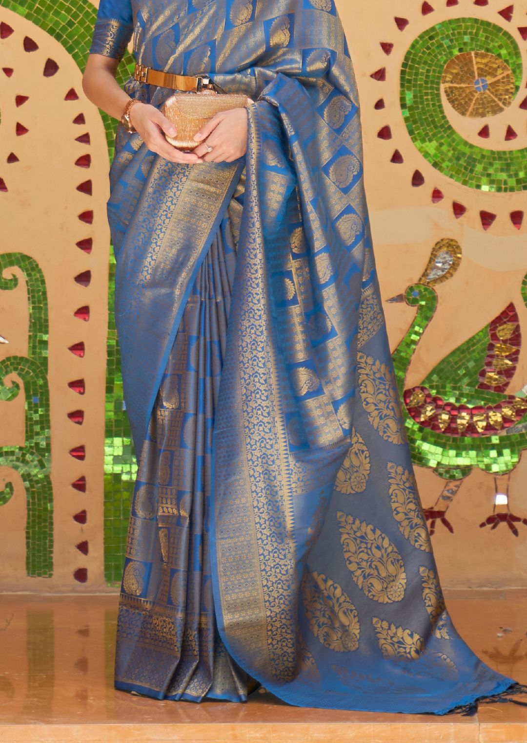 Festive Blue Hand Woven Kanjivaram Silk Saree