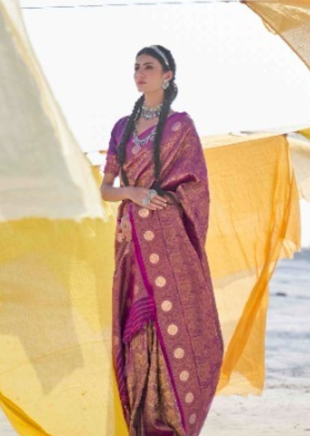 Purple Hand Woven Kanjivaram Silk Saree