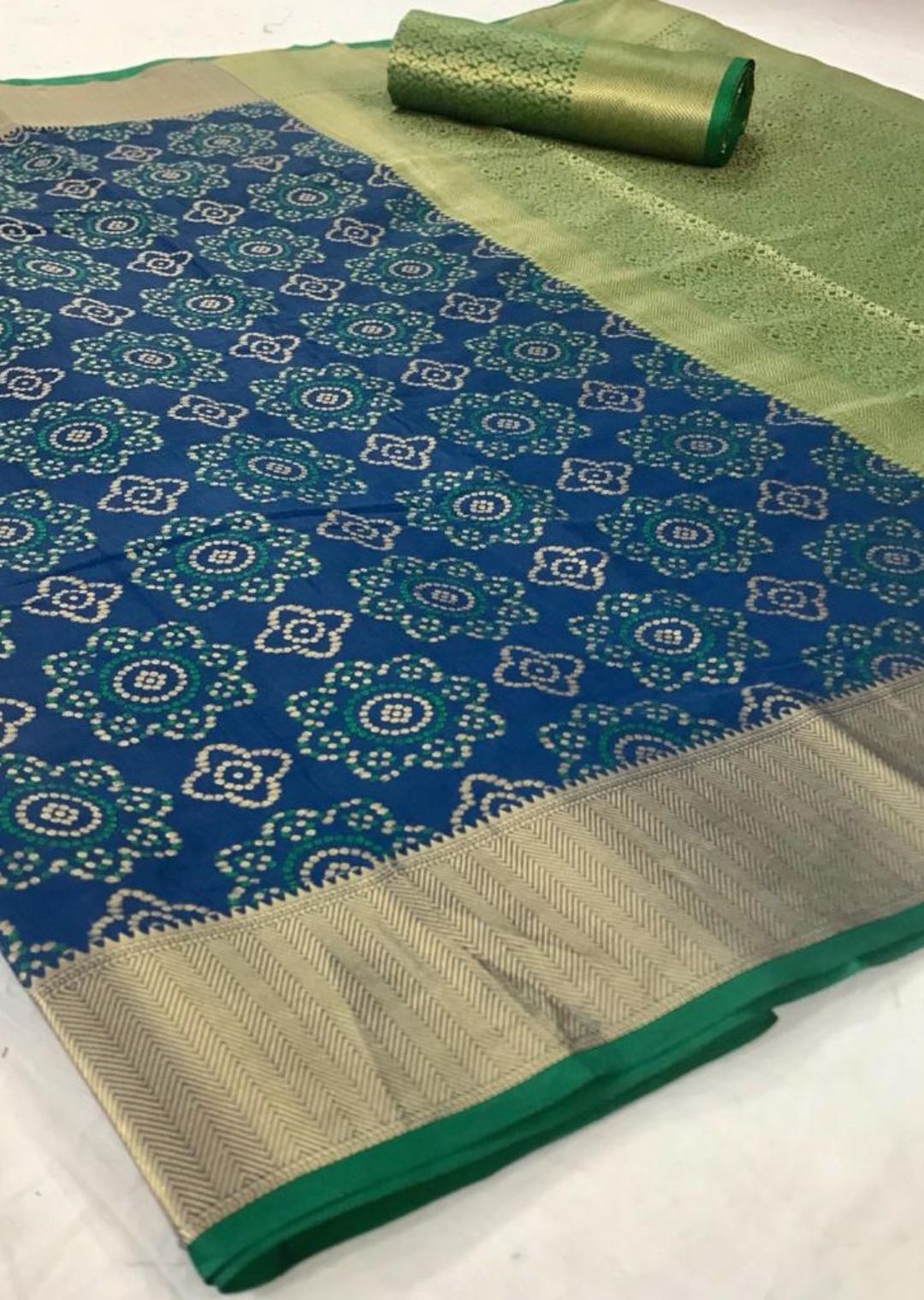 Ocean Blue Woven Traditional Patola Silk Saree