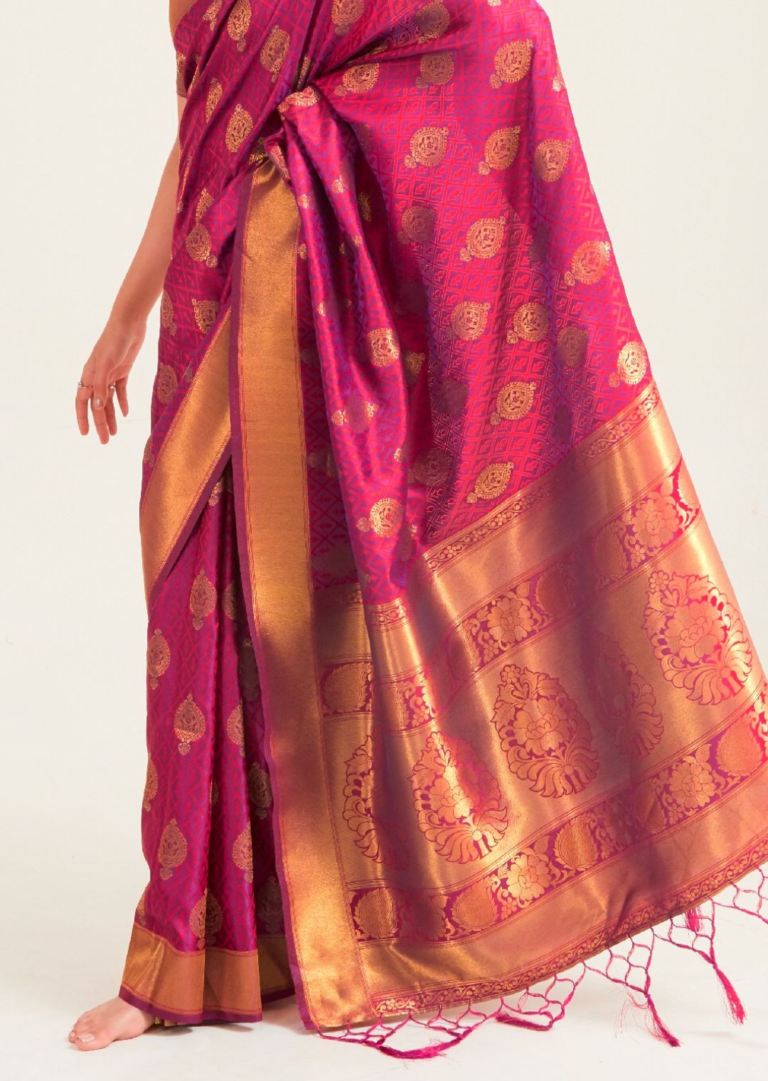 Burgundy  Zari Woven Banarasi Silk Saree