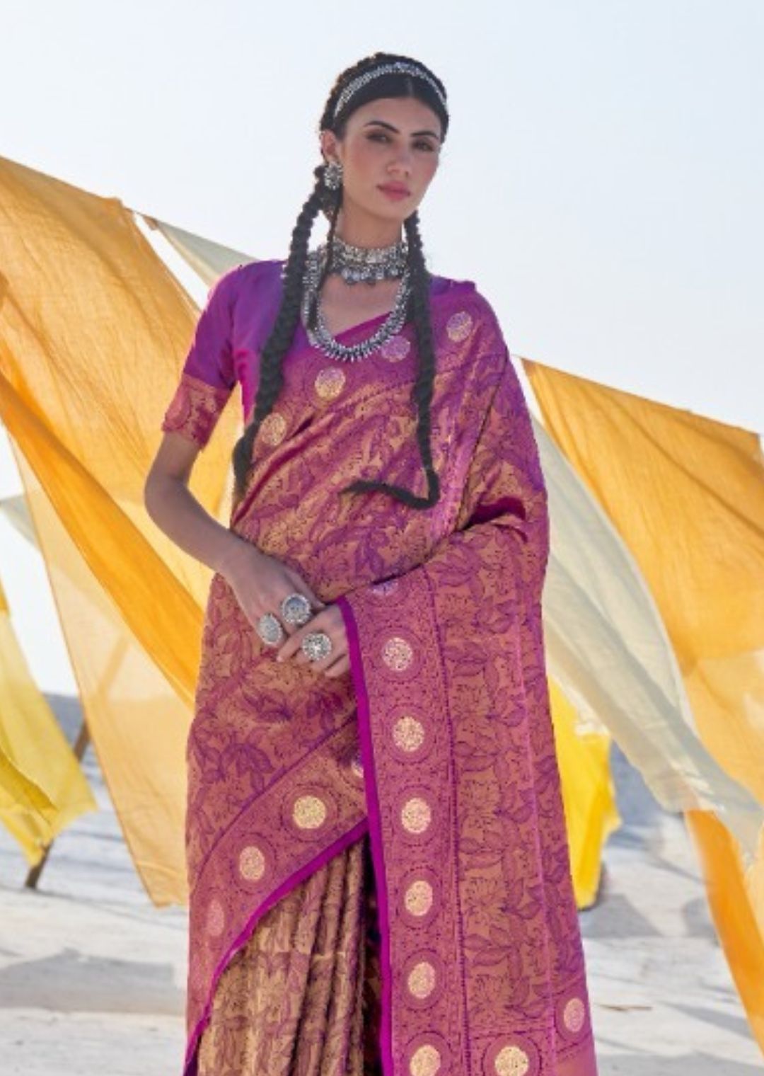 Purple Hand Woven Kanjivaram Silk Saree