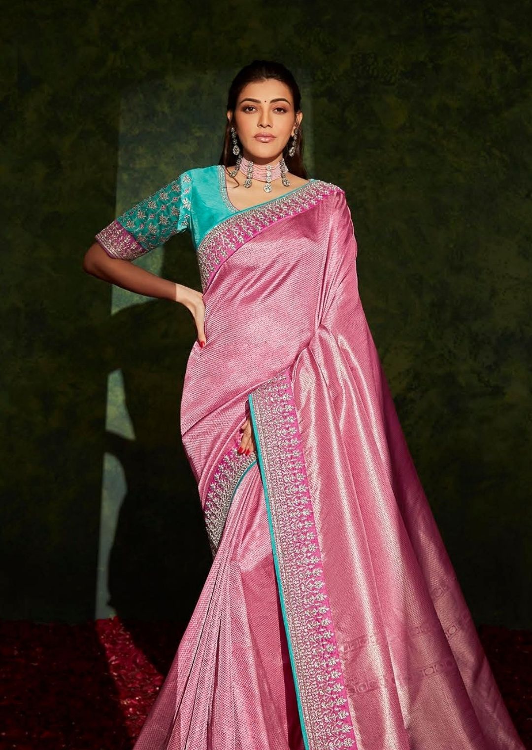 Blossom Pink Woven Celebrities Exclusive Designer Saree with Embroidered Silk Blouse