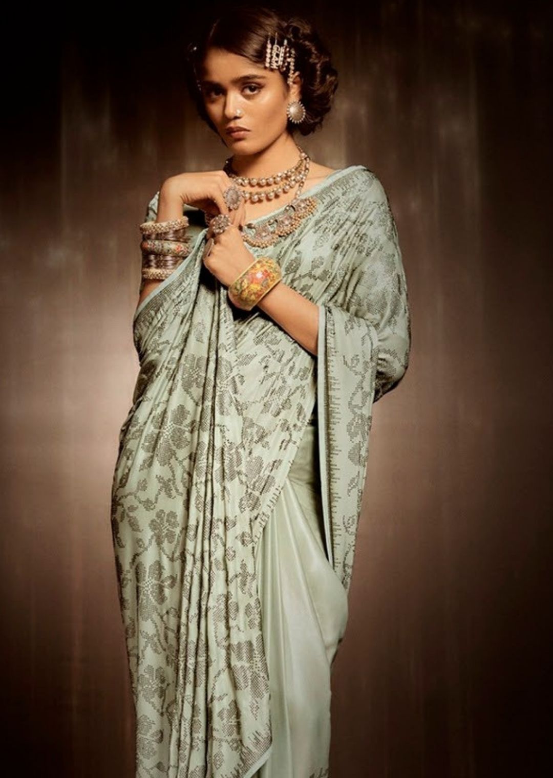 Mint Green Woven Exclusive Designer Saree With Swarovski Work