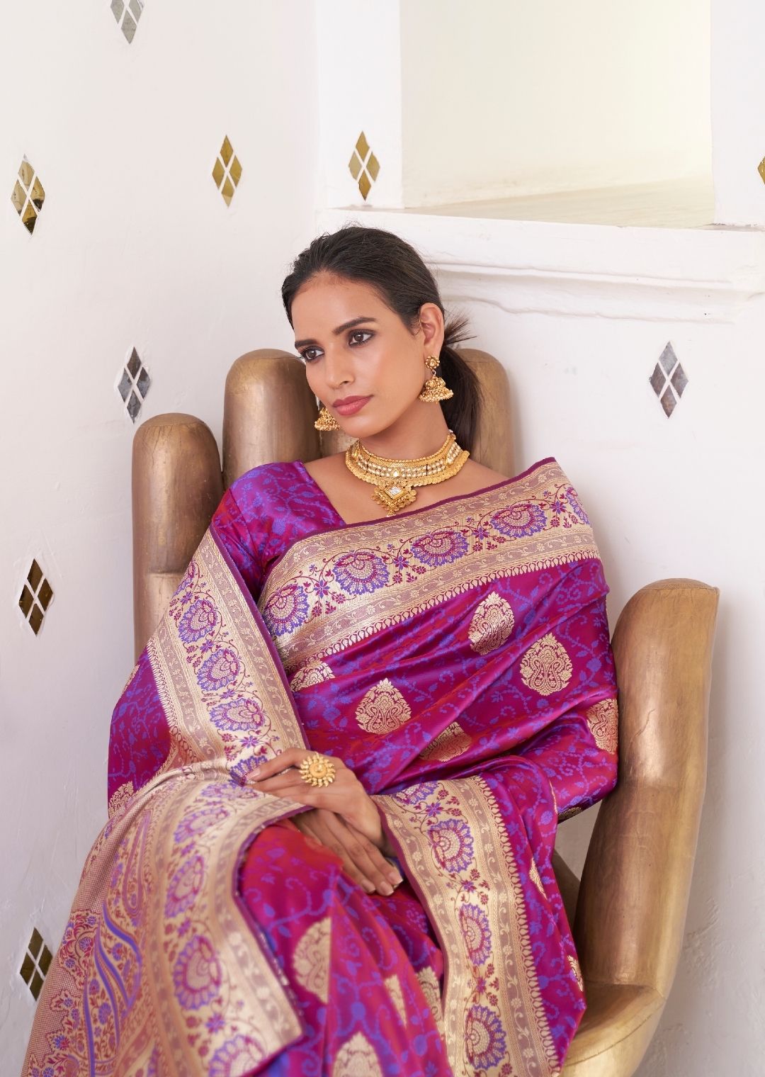 Magenta Color Banarasi Silk Festive Wear Saree - Hirpara House - 3748177