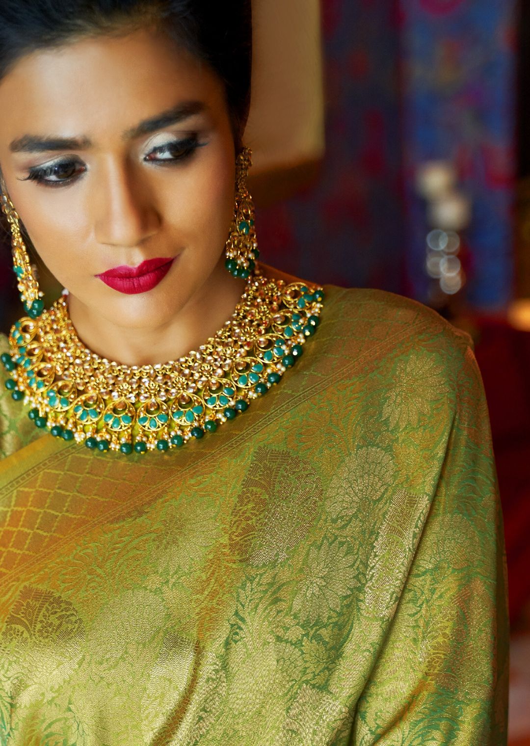 Kanjivaram Silk Woven Green Saree