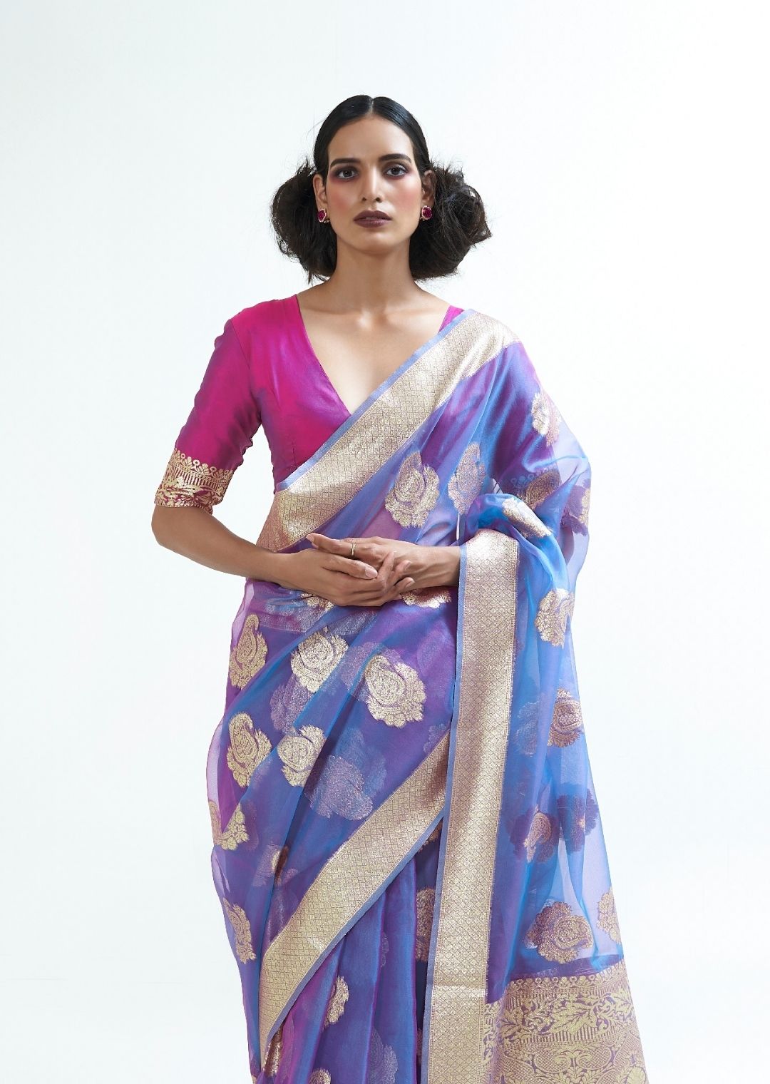 Iris Purple Hand Woven Organza Silk Saree