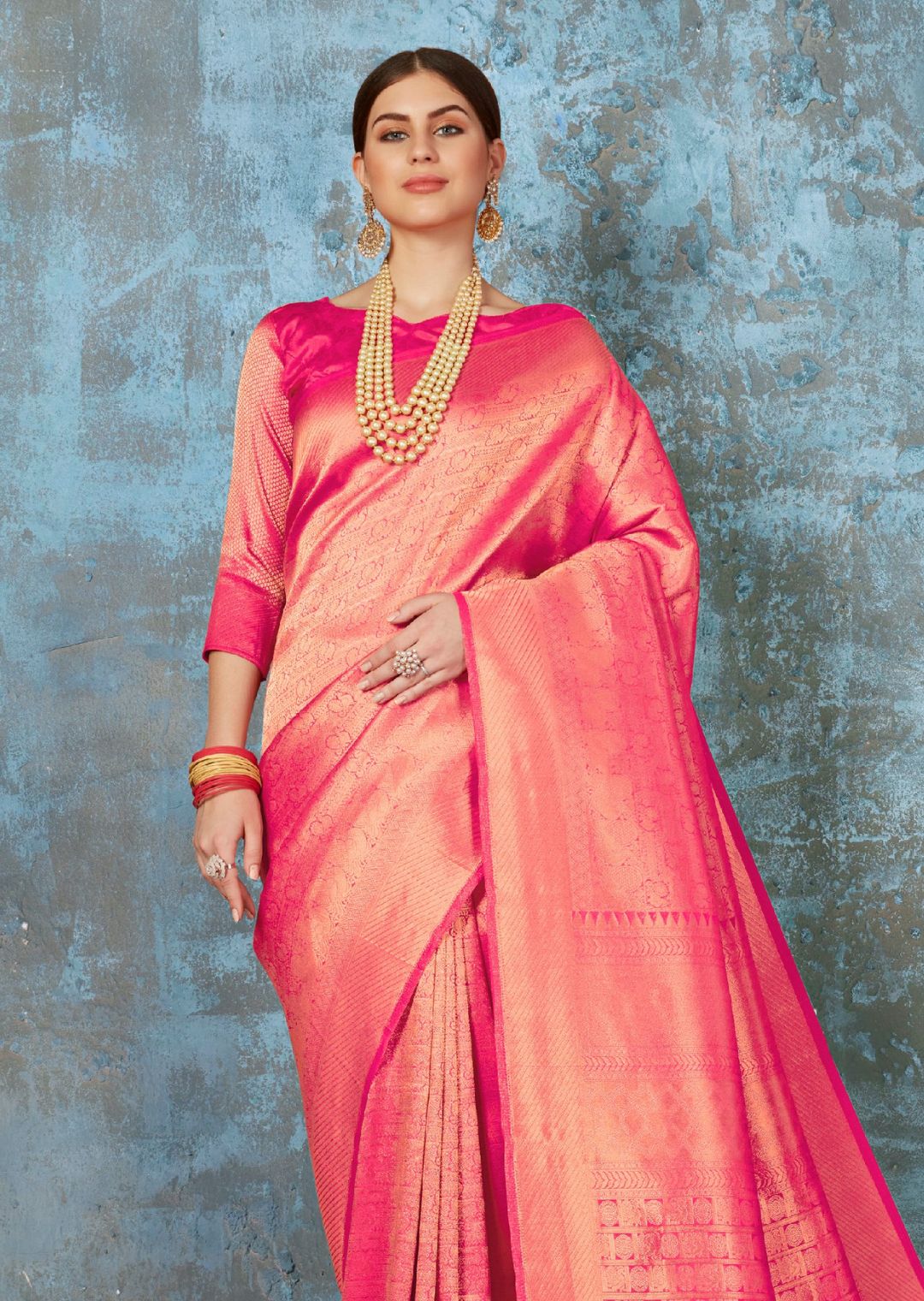 Pink Hand Woven Kanjivaram Silk Saree