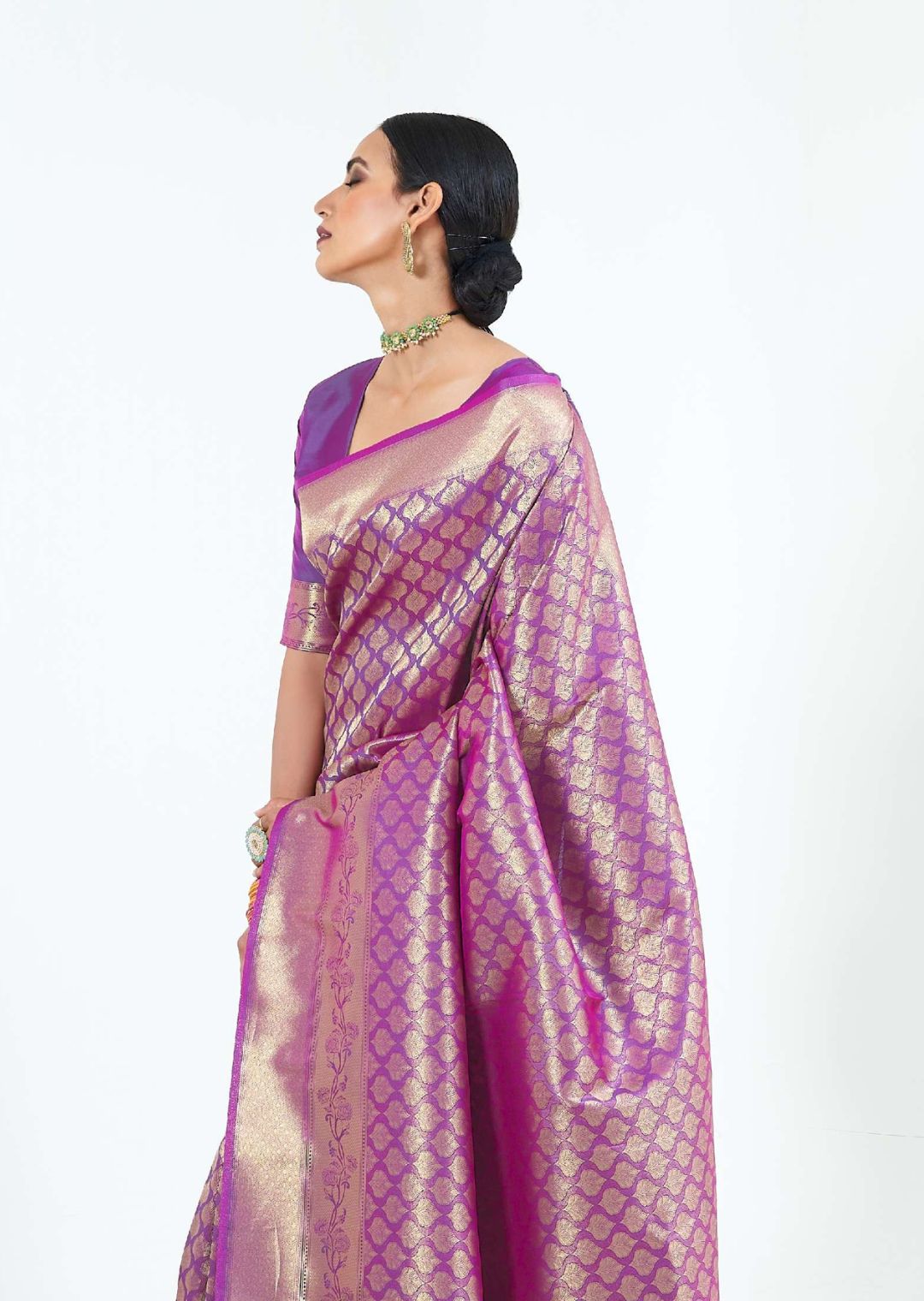 Magenta Purple Hand Woven Kanjivaram Silk Saree