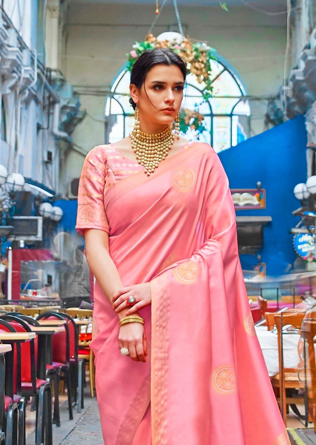 Flamingo Pink Hand Woven South Soft Silk Saree