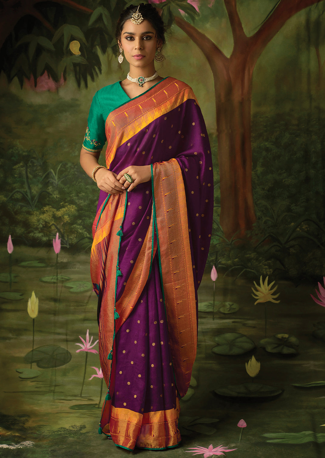 Rich Purple Heavy Banarasi Silk Woven Work Saree with Unstitched Blous –  AMRUT